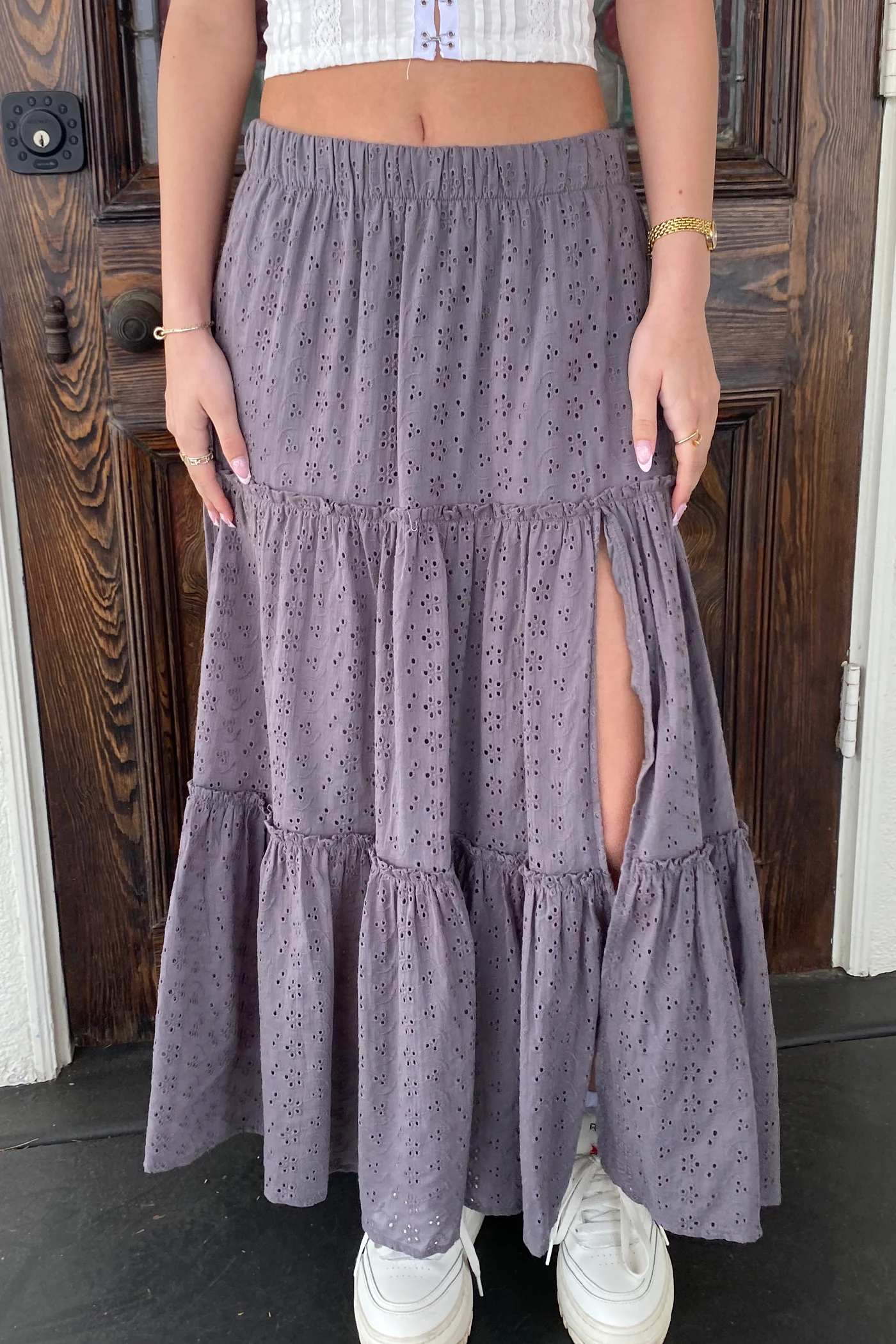 Eyelet Maxi Skirt