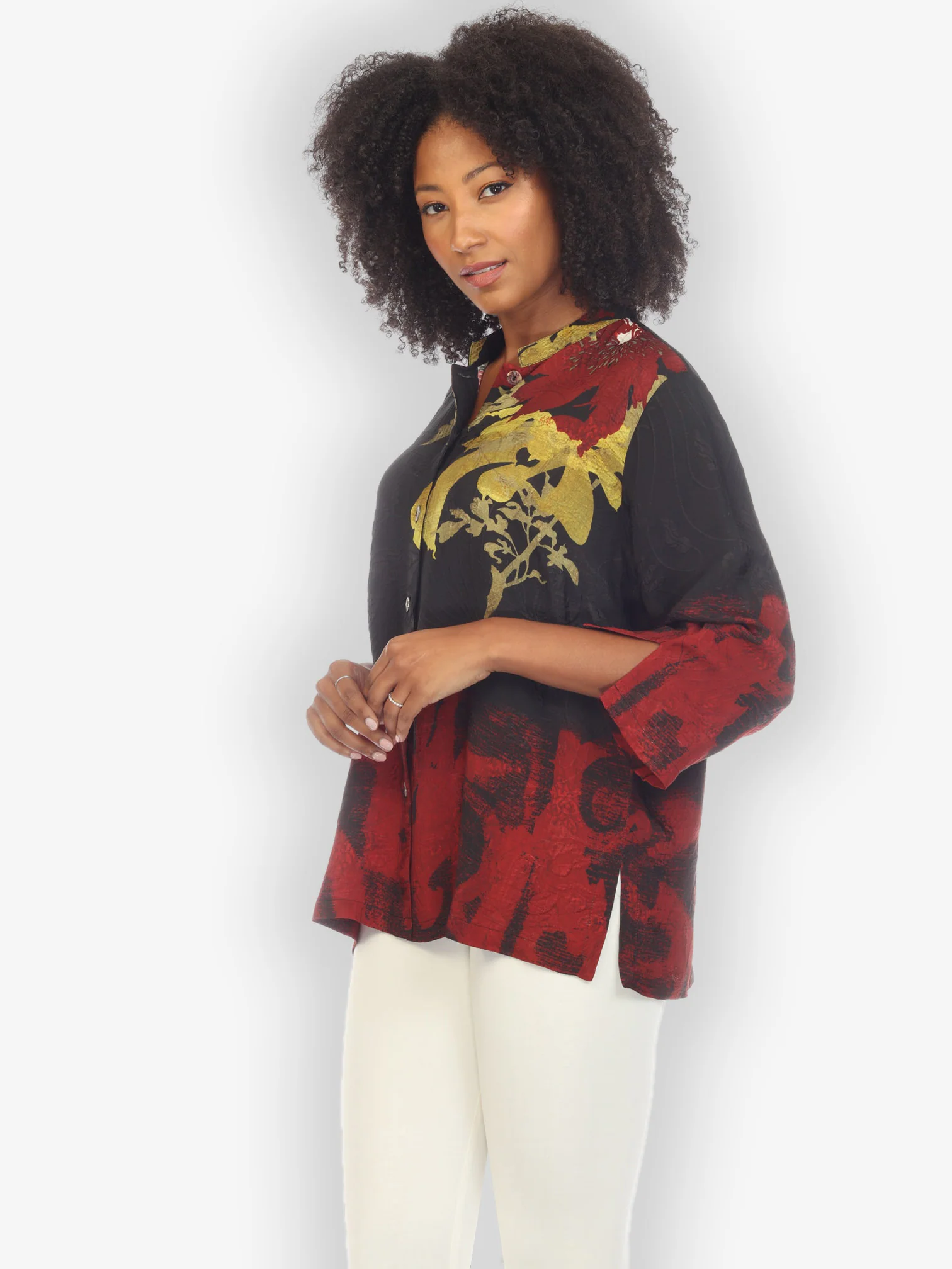 Flower Silk Magic Citron Style Blouse