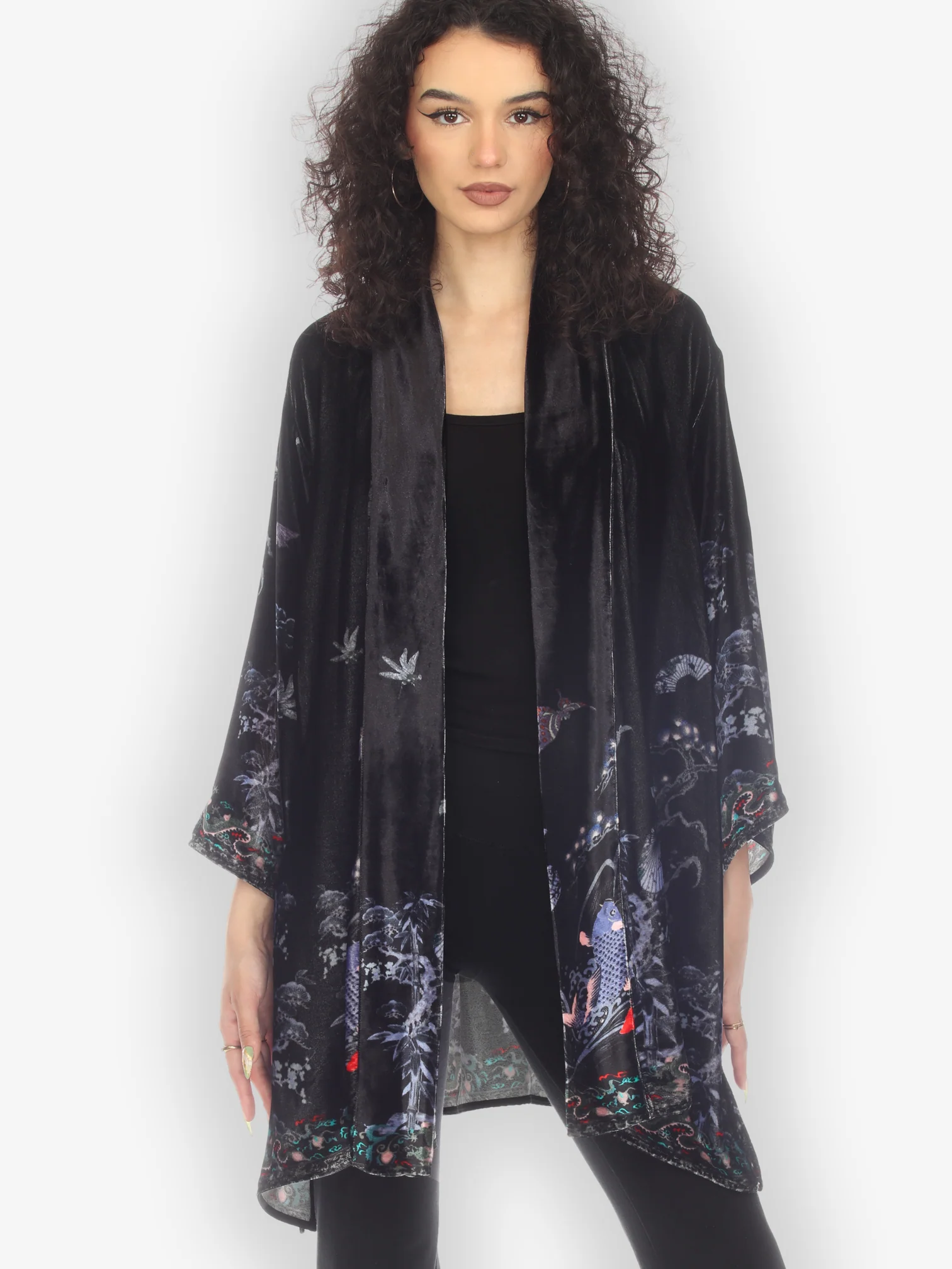 Koi Dragon Bamboo Velvet Kimono