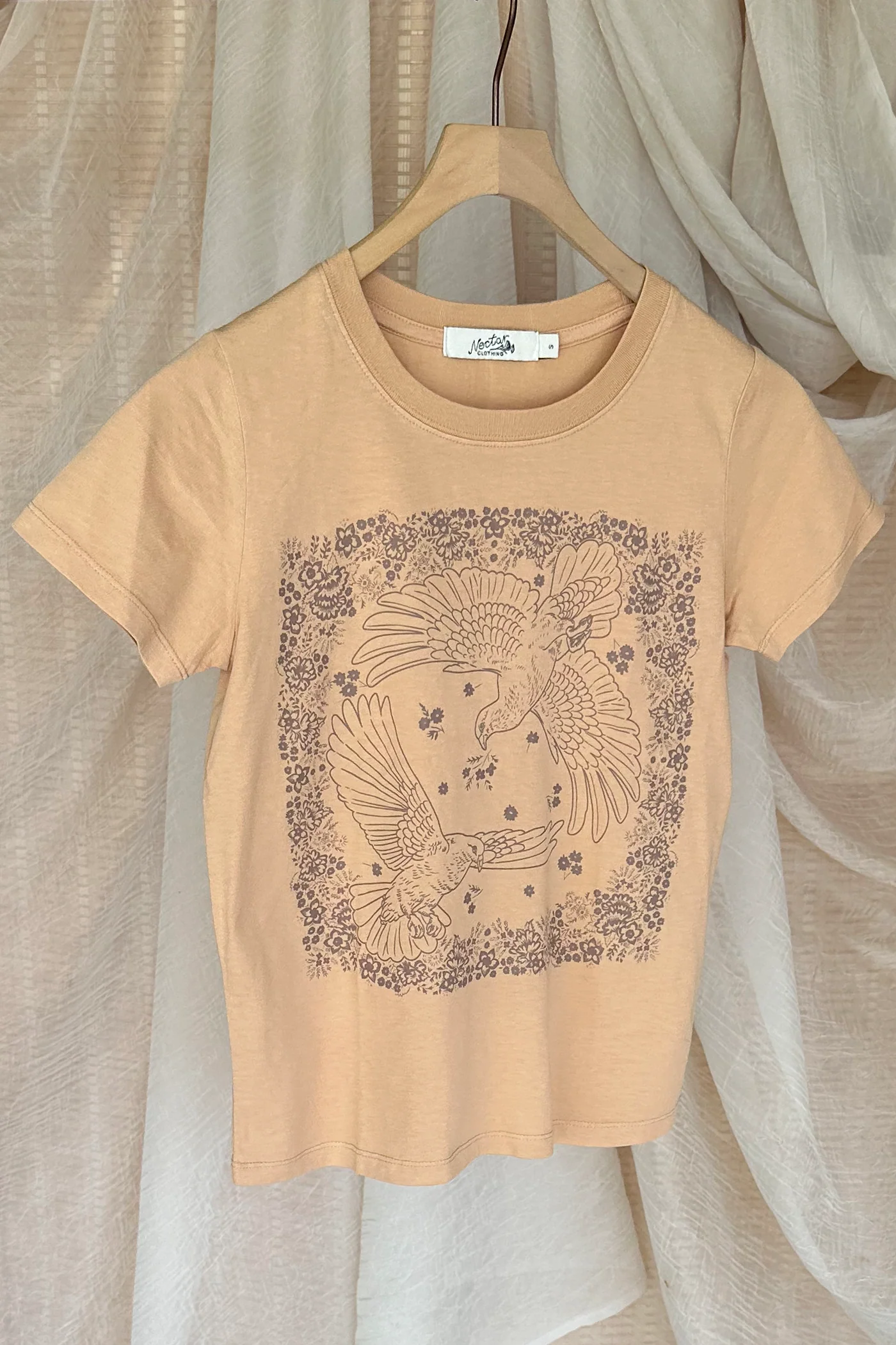 Doves Bandana Long Loose Graphic Baby Tee