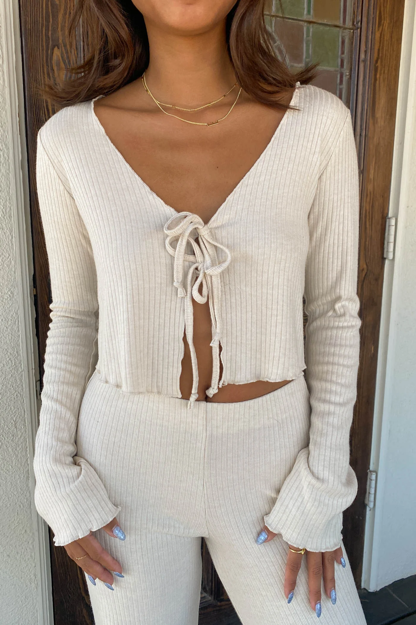Long Sleeve Split Front Top