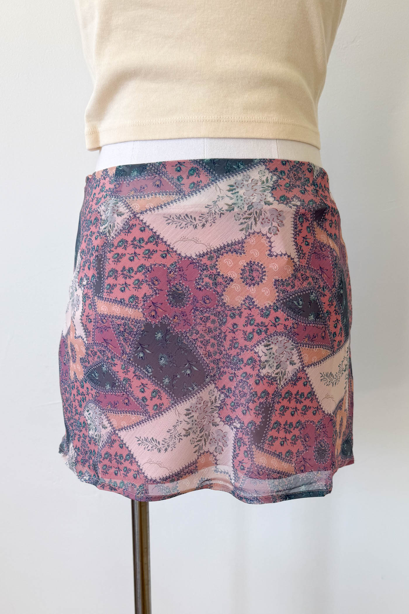 Floral Patchwork Mini Skirt