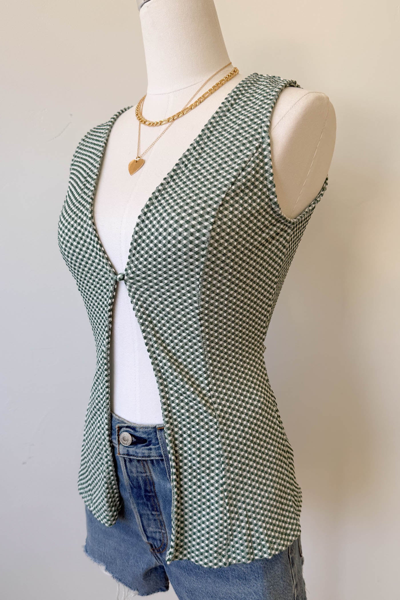 Gingham Split Front Top