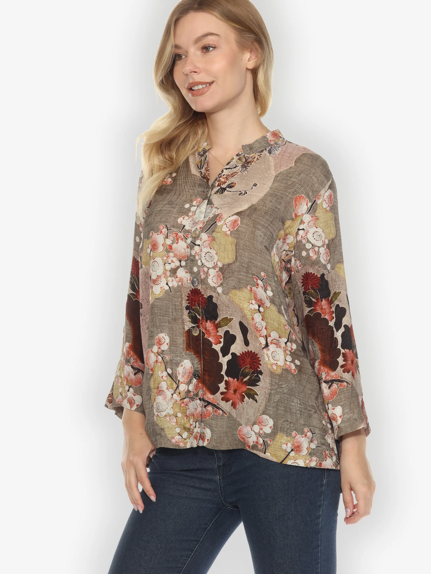 Fans Cherry Blossom Silk Blouse