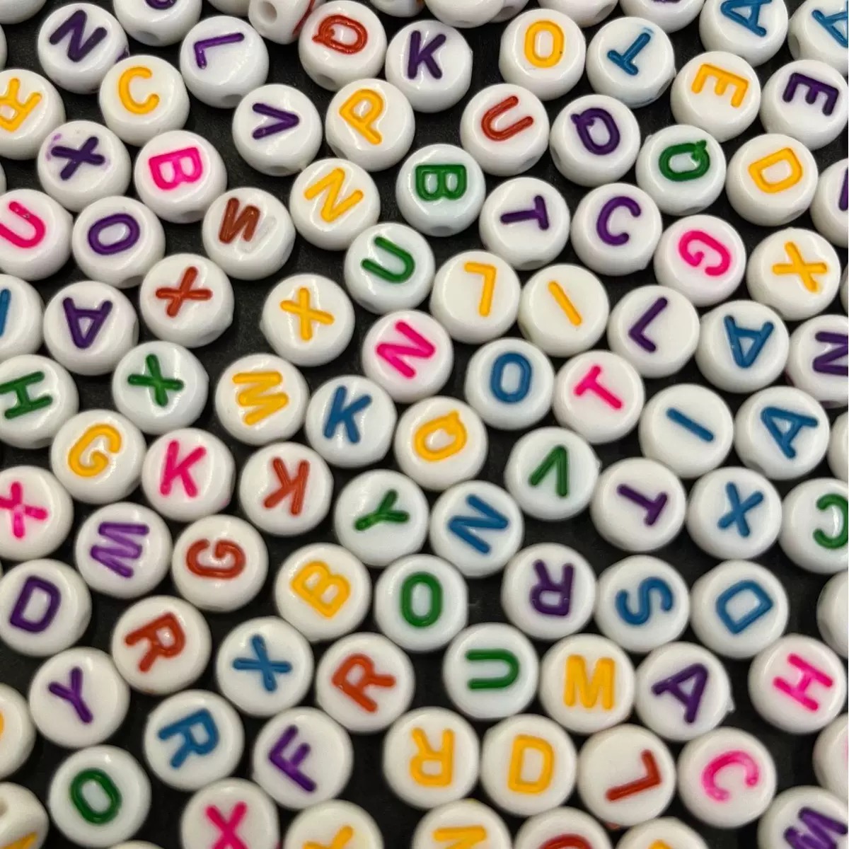 Acrylic colored flat alphabet beads