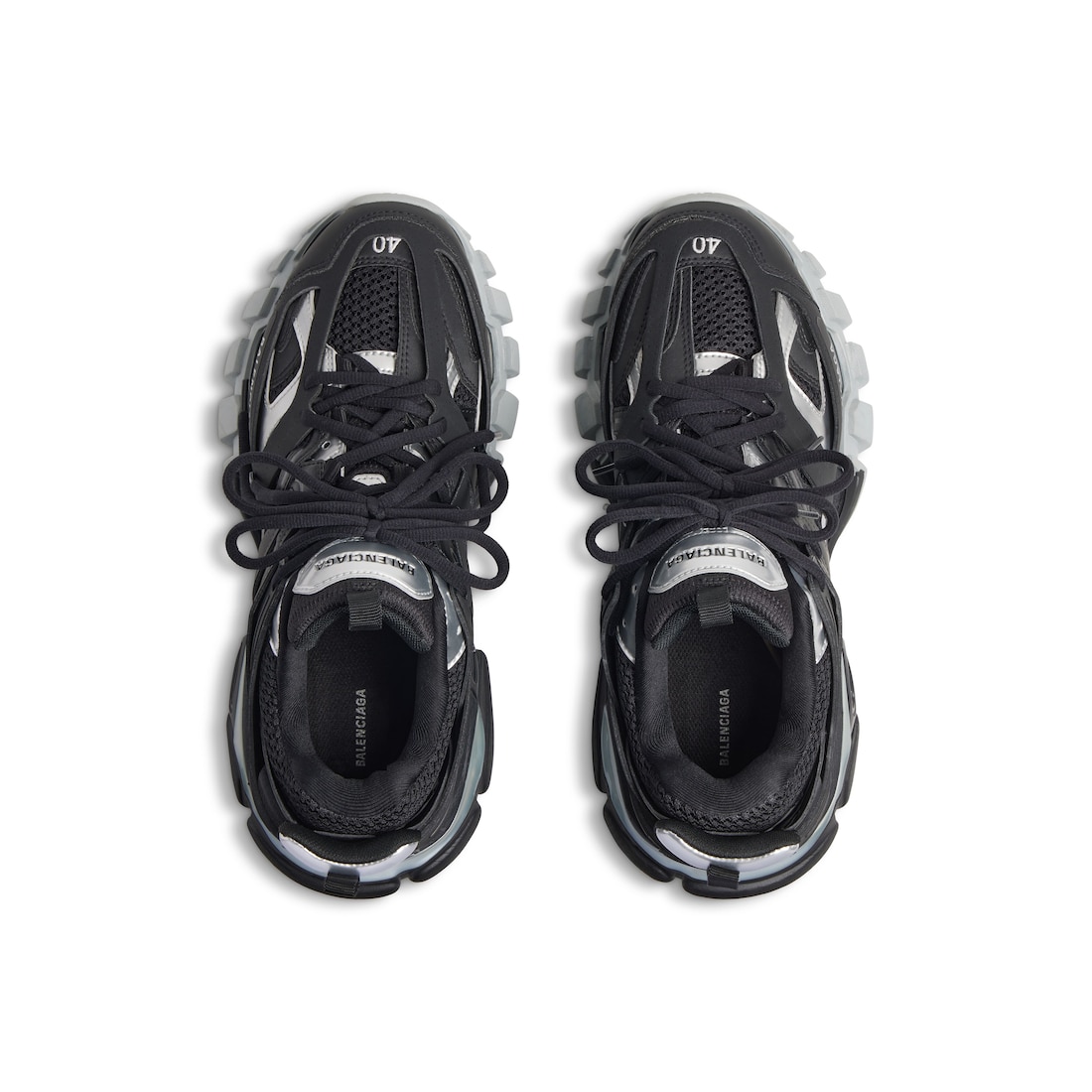 ⚙️ Balenciaga Track Sneaker – Black & Silver