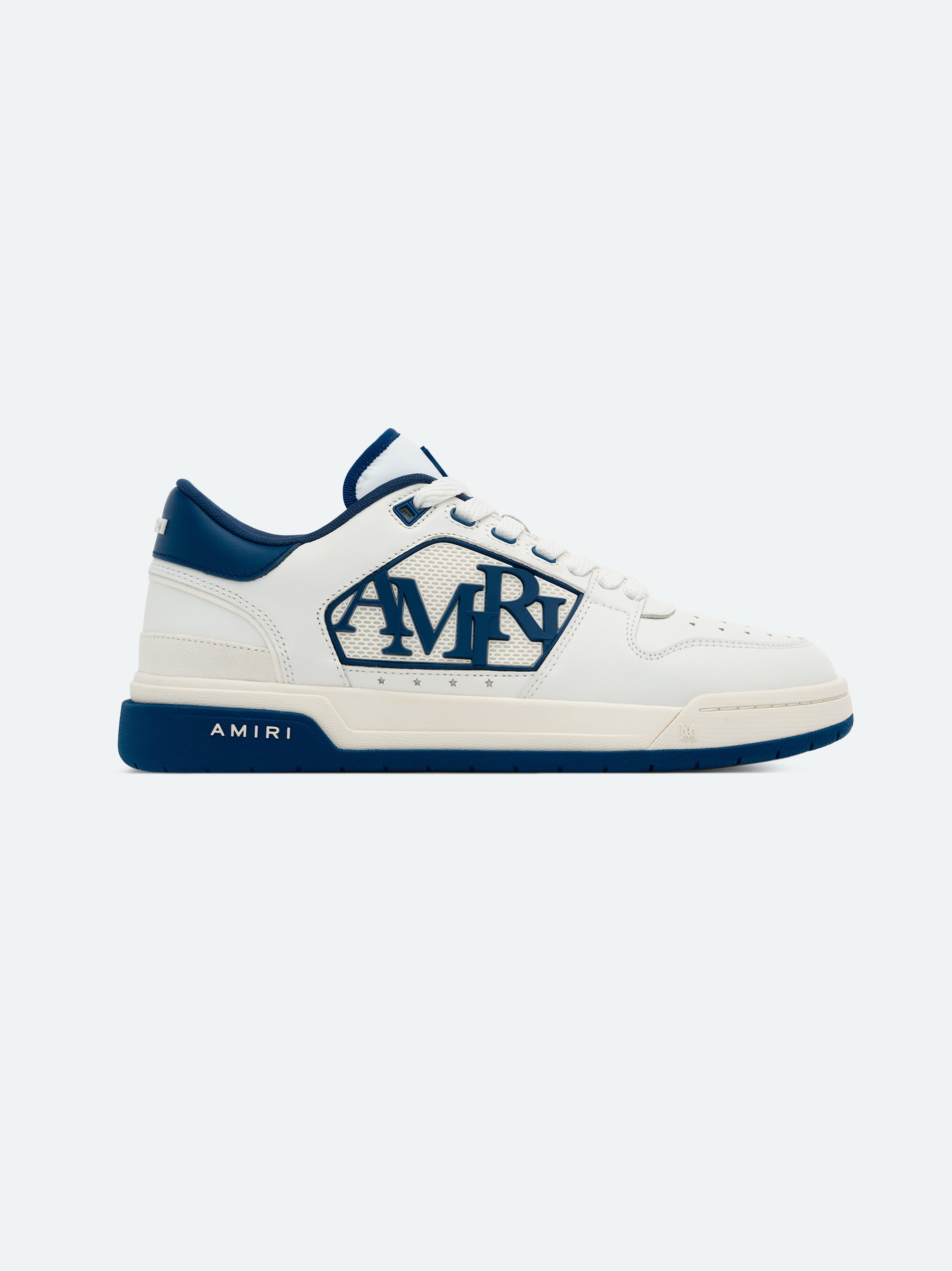 🔵 AMIRI Classic Low – White / Navy (Retail Exclusive)