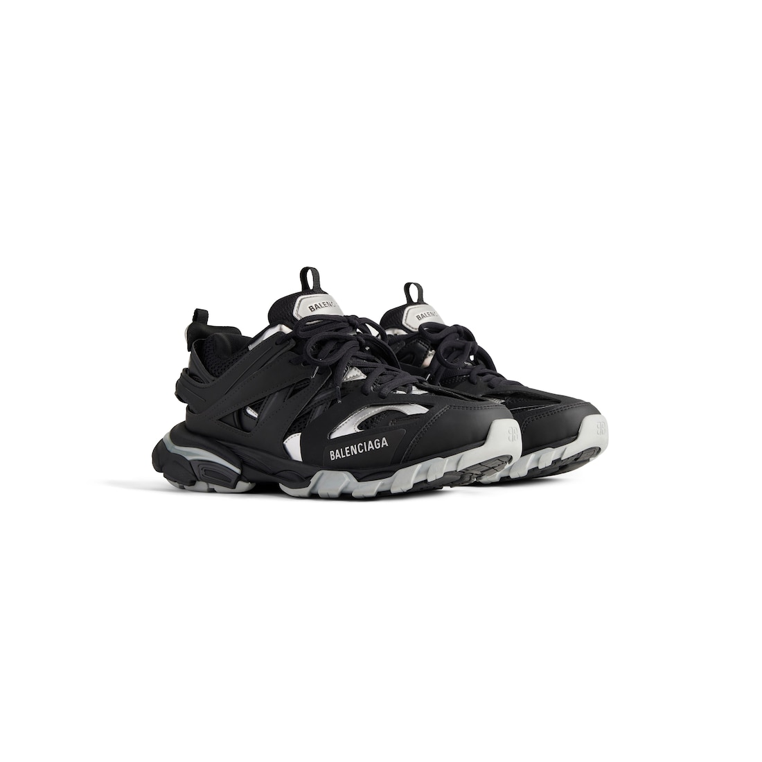 ⚙️ Balenciaga Track Sneaker – Black & Silver
