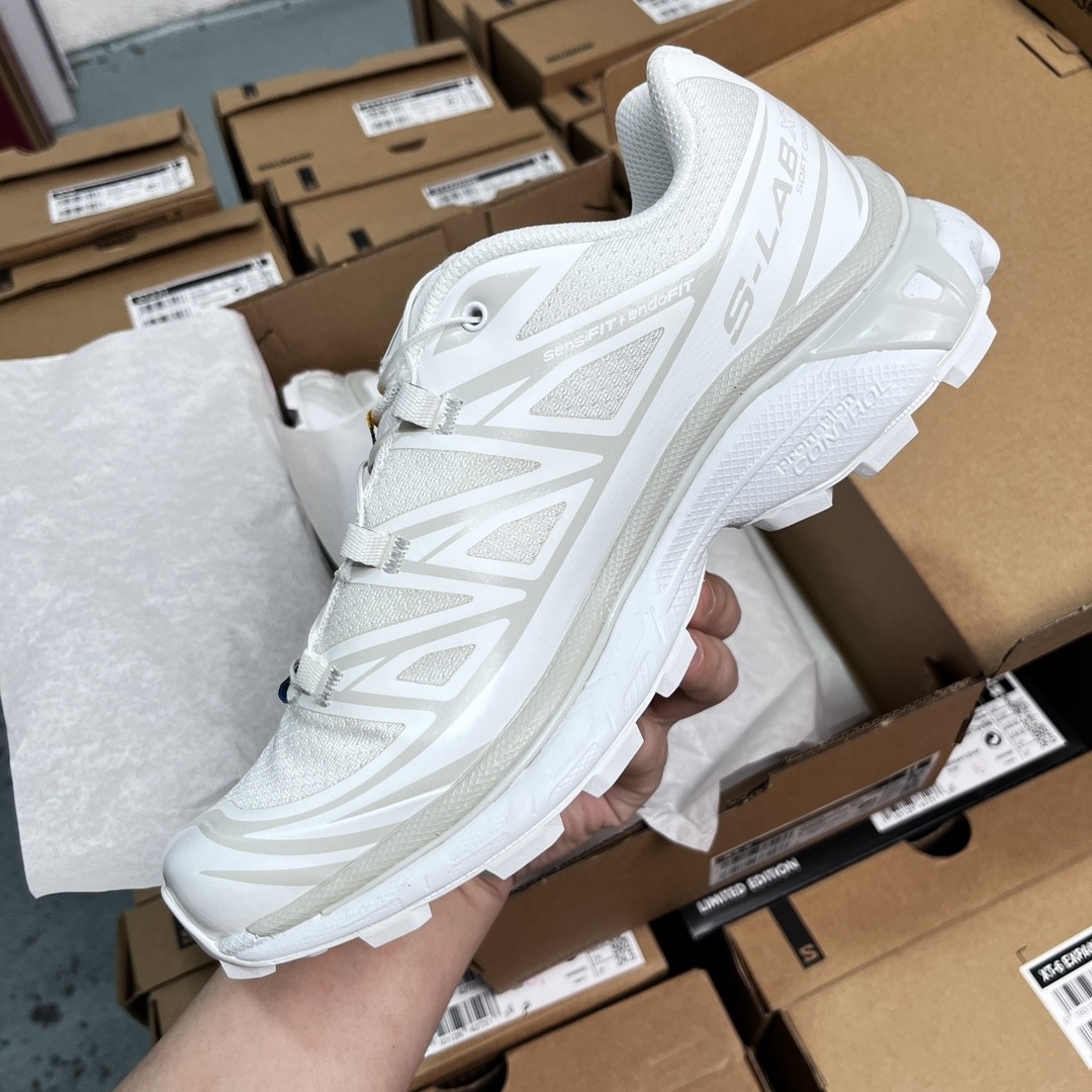 SALOMON XT-6 Advanced Trail Running Shoes – Triple White Edition
