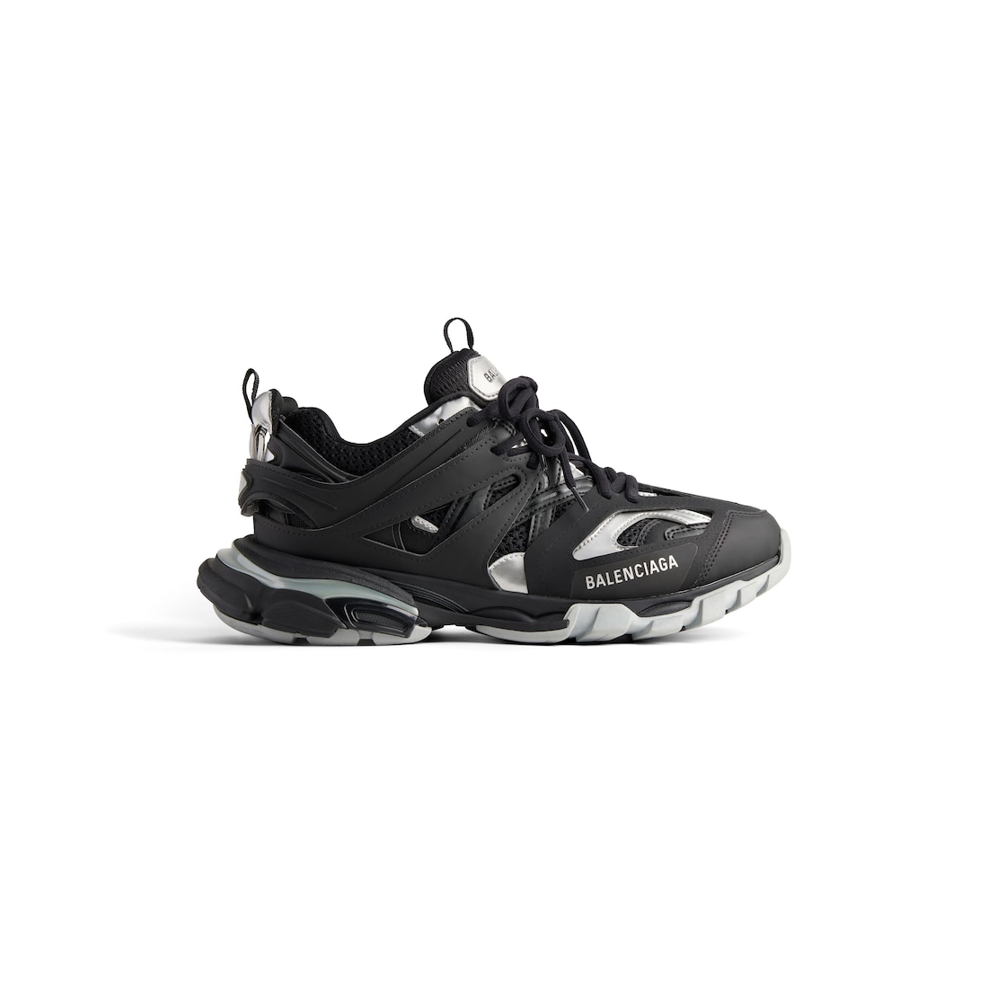 ⚙️ Balenciaga Track Sneaker – Black & Silver