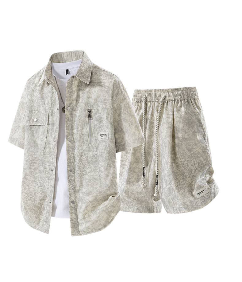 2025 New Men’s Summer Outfit – American Style Lightweight Two-Piece Set with Shorts & Tee