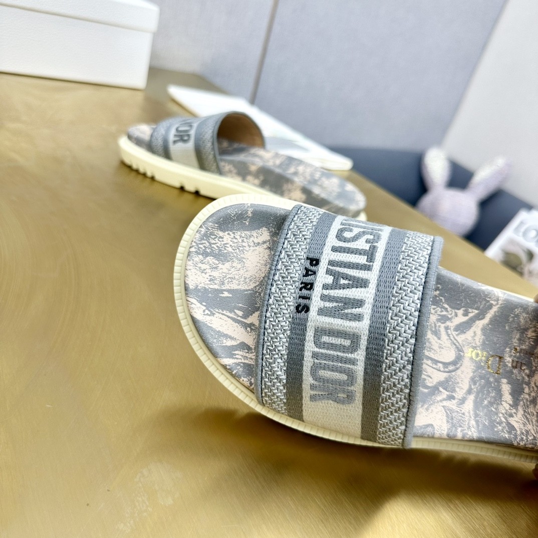 Dior Dway Slide in Grey Toile de Jouy – Chic, Iconic, Feminine