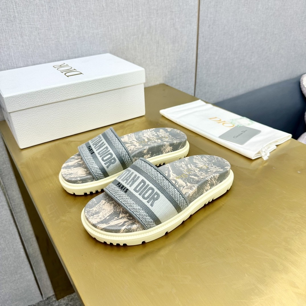 Dior Dway Slide in Grey Toile de Jouy – Chic, Iconic, Feminine