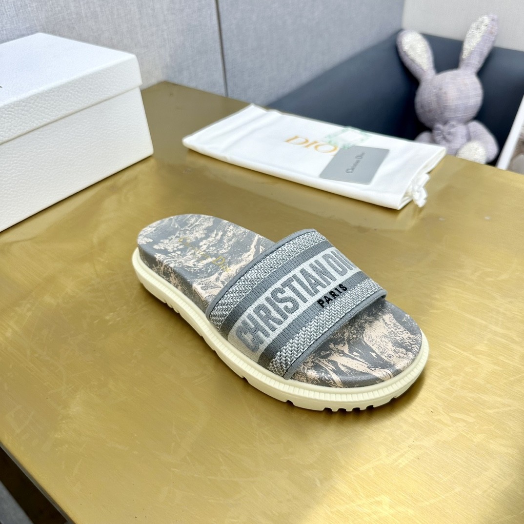 Dior Dway Slide in Grey Toile de Jouy – Chic, Iconic, Feminine