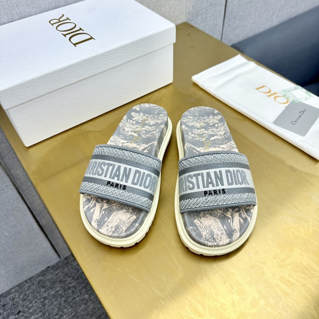 Dior Dway Slide in Grey Toile de Jouy – Chic, Iconic, Feminine