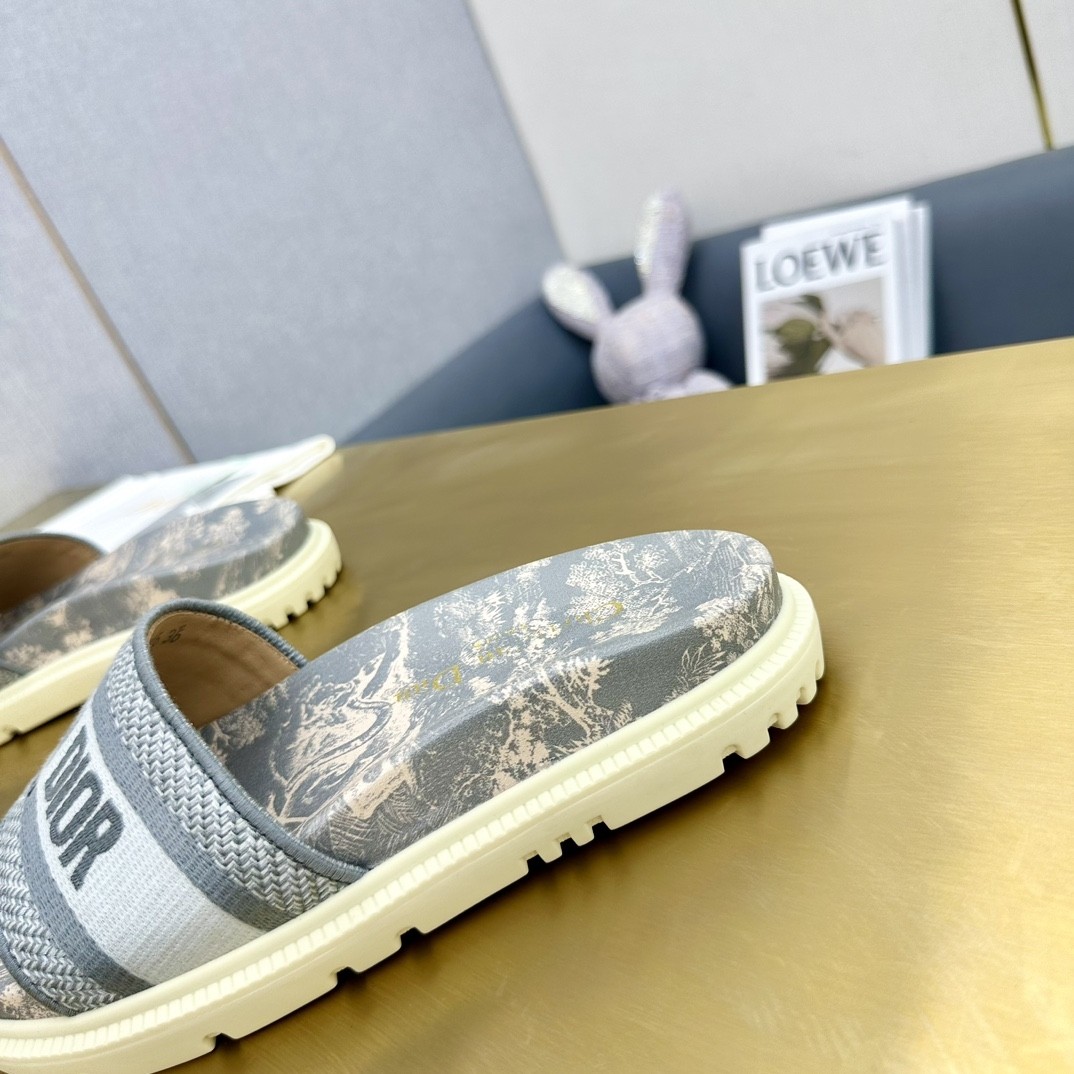 Dior Dway Slide in Grey Toile de Jouy – Chic, Iconic, Feminine