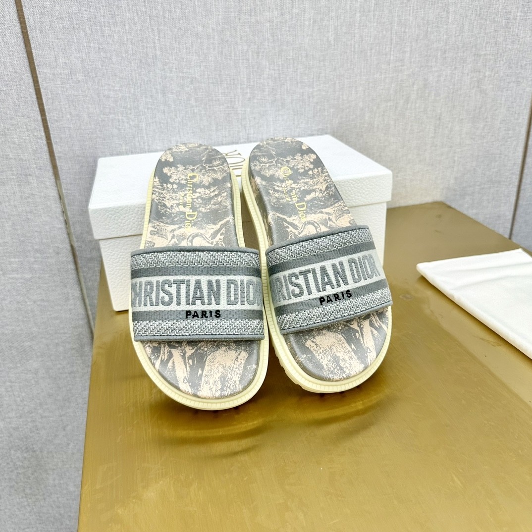 Dior Dway Slide in Grey Toile de Jouy – Chic, Iconic, Feminine