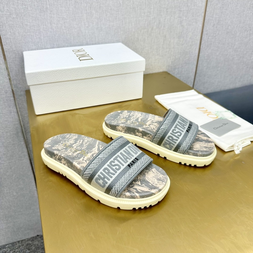 Dior Dway Slide in Grey Toile de Jouy – Chic, Iconic, Feminine