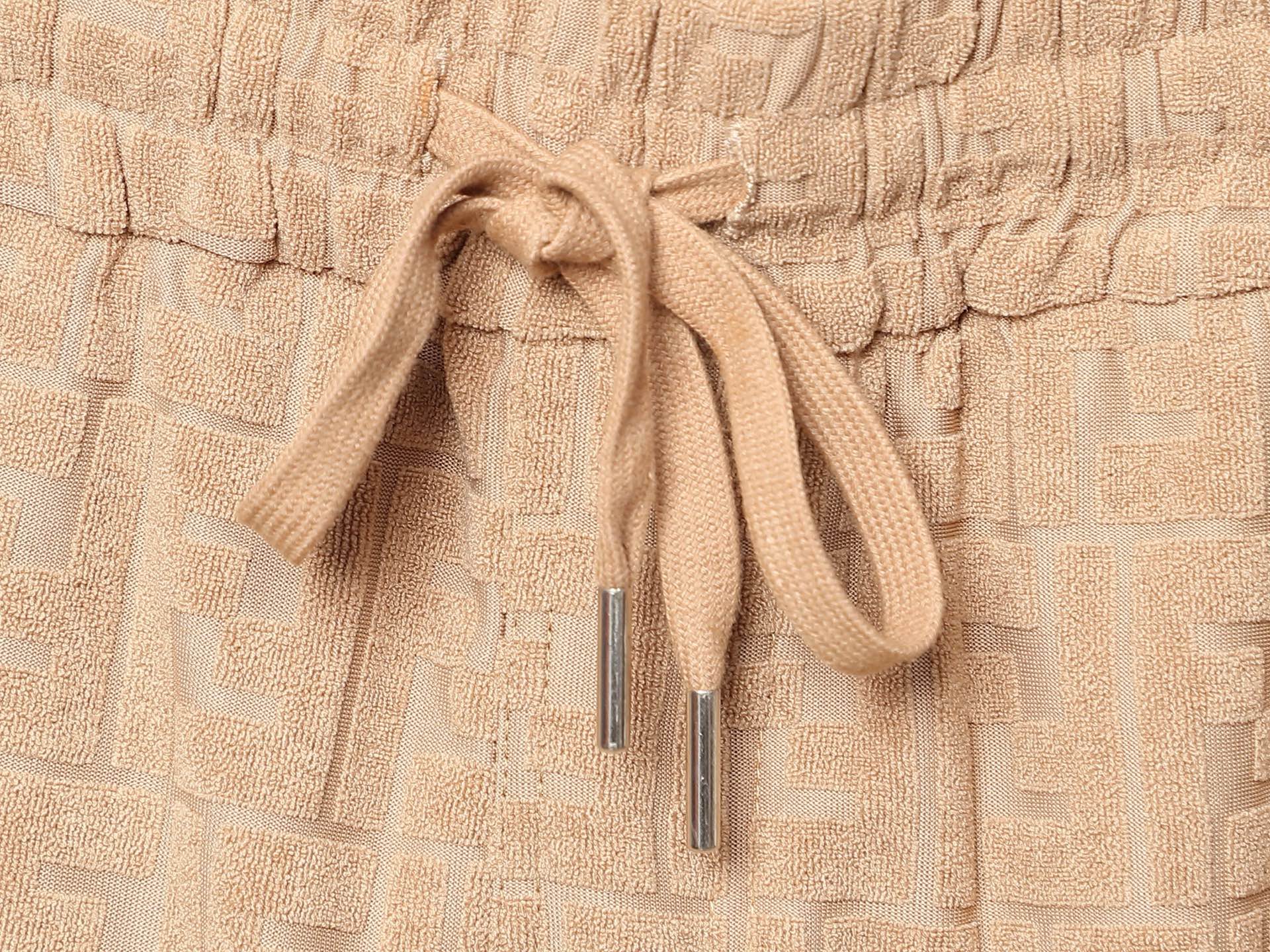 Fendi FF Logo Embossed T-Shirt & Shorts Set in Camel Beige