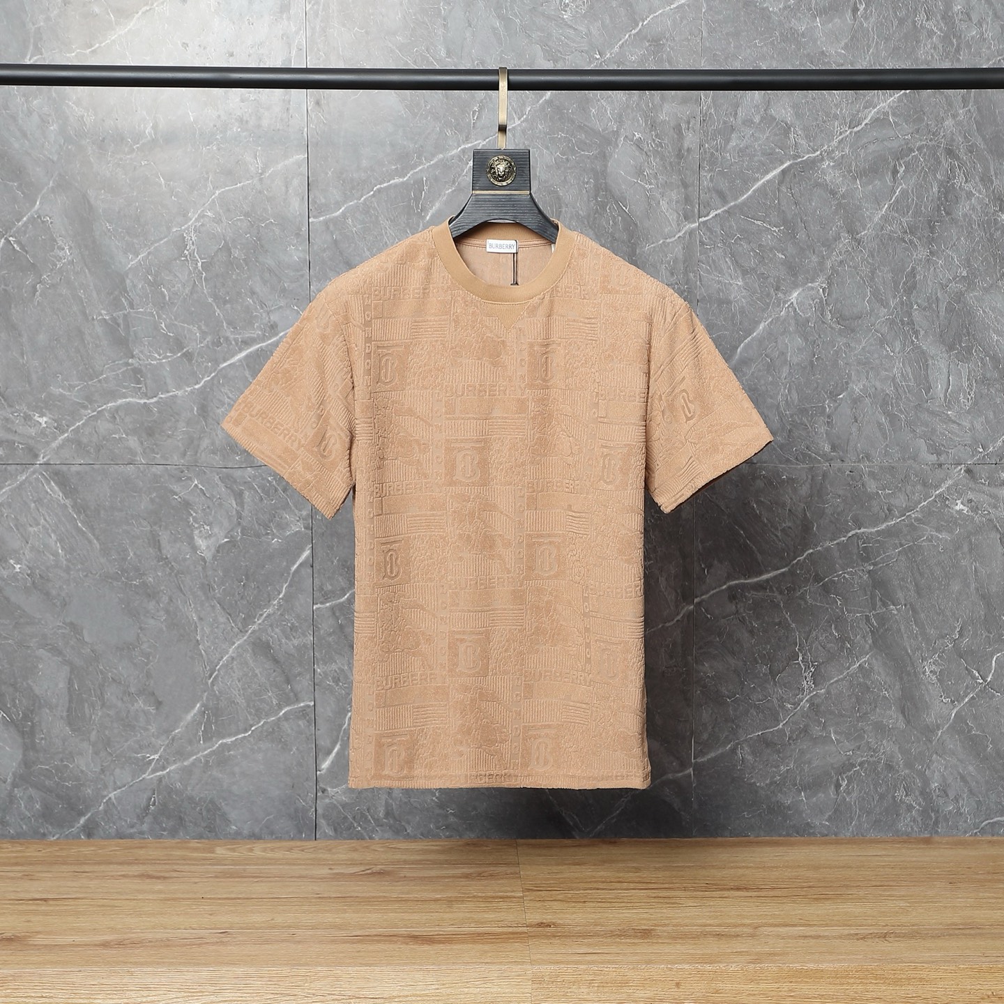 Fendi FF Logo Embossed T-Shirt & Shorts Set in Camel Beige
