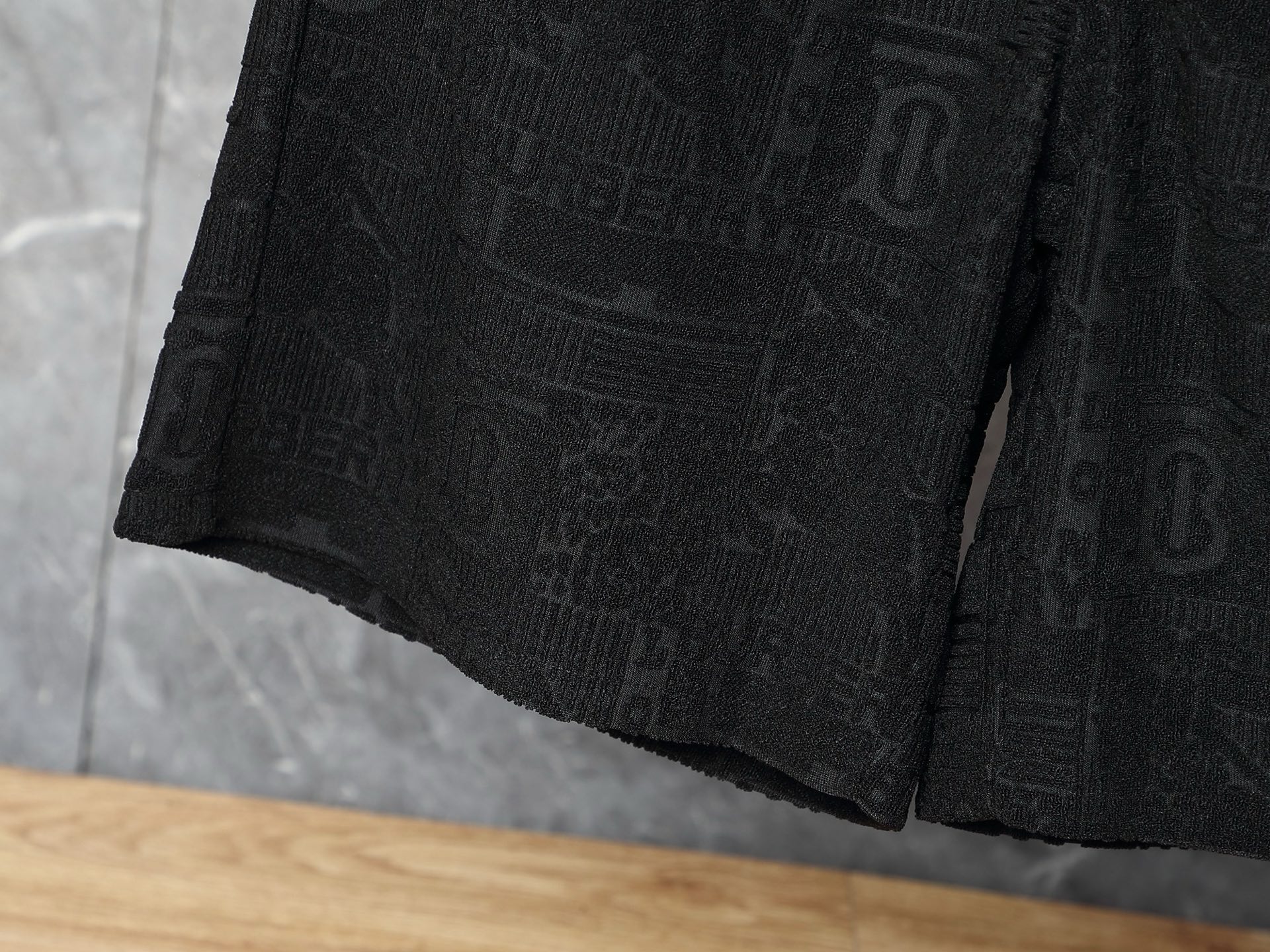 Burberry-Inspired Black Embossed Logo Set – T-Shirt & Shorts