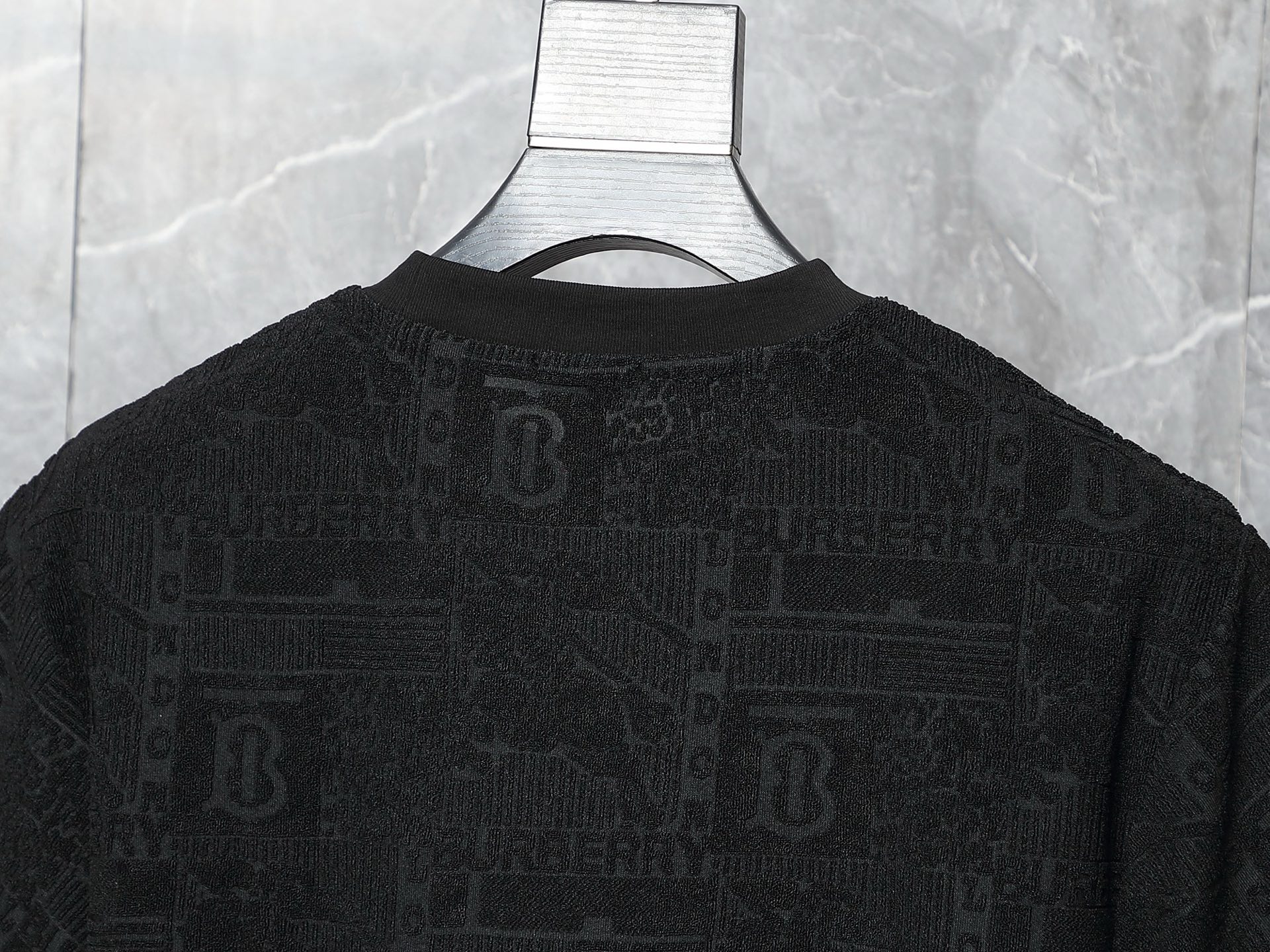 Burberry-Inspired Black Embossed Logo Set – T-Shirt & Shorts