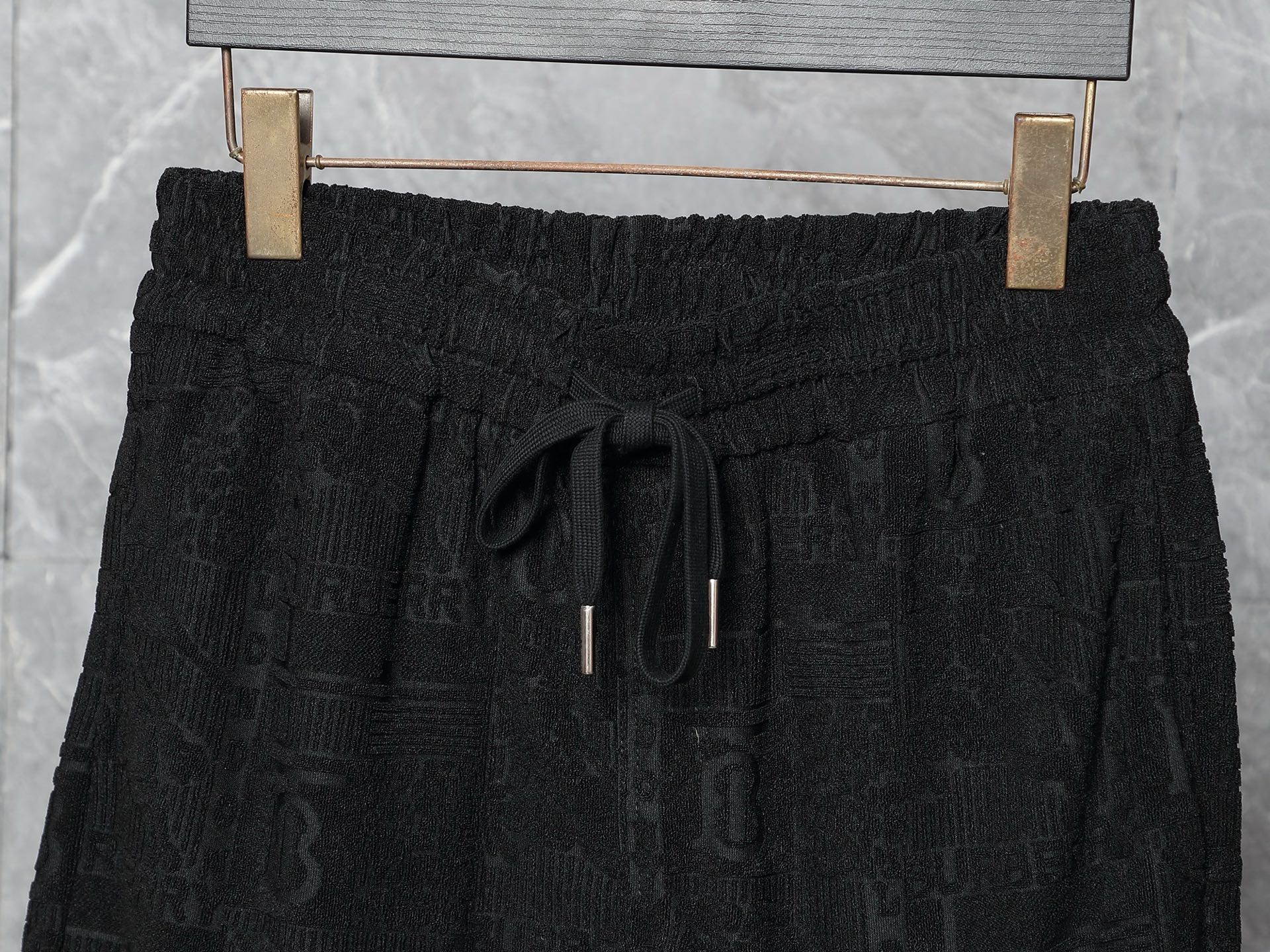 Burberry-Inspired Black Embossed Logo Set – T-Shirt & Shorts