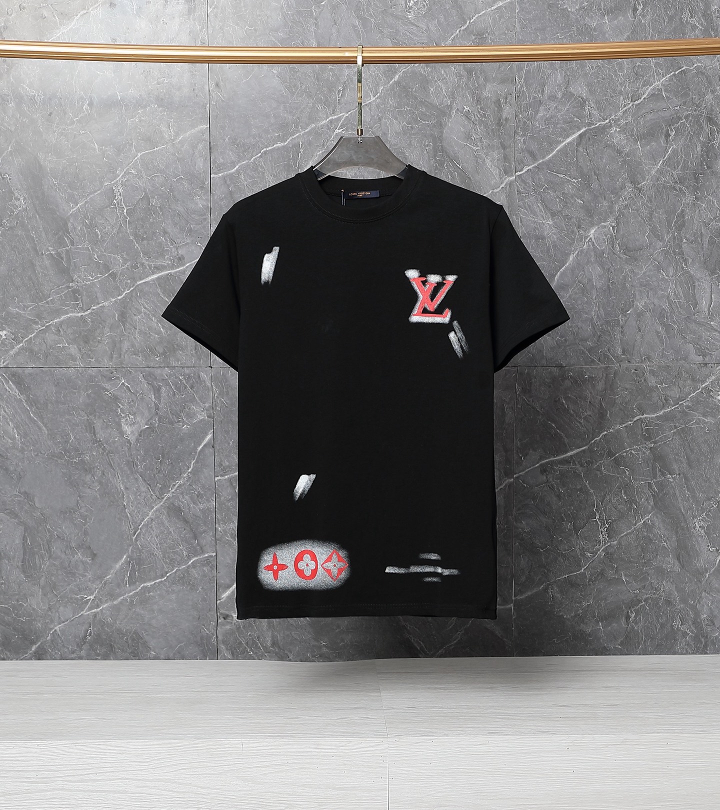 Louis Vuitton Spray Print Logo T-Shirt – Black & White