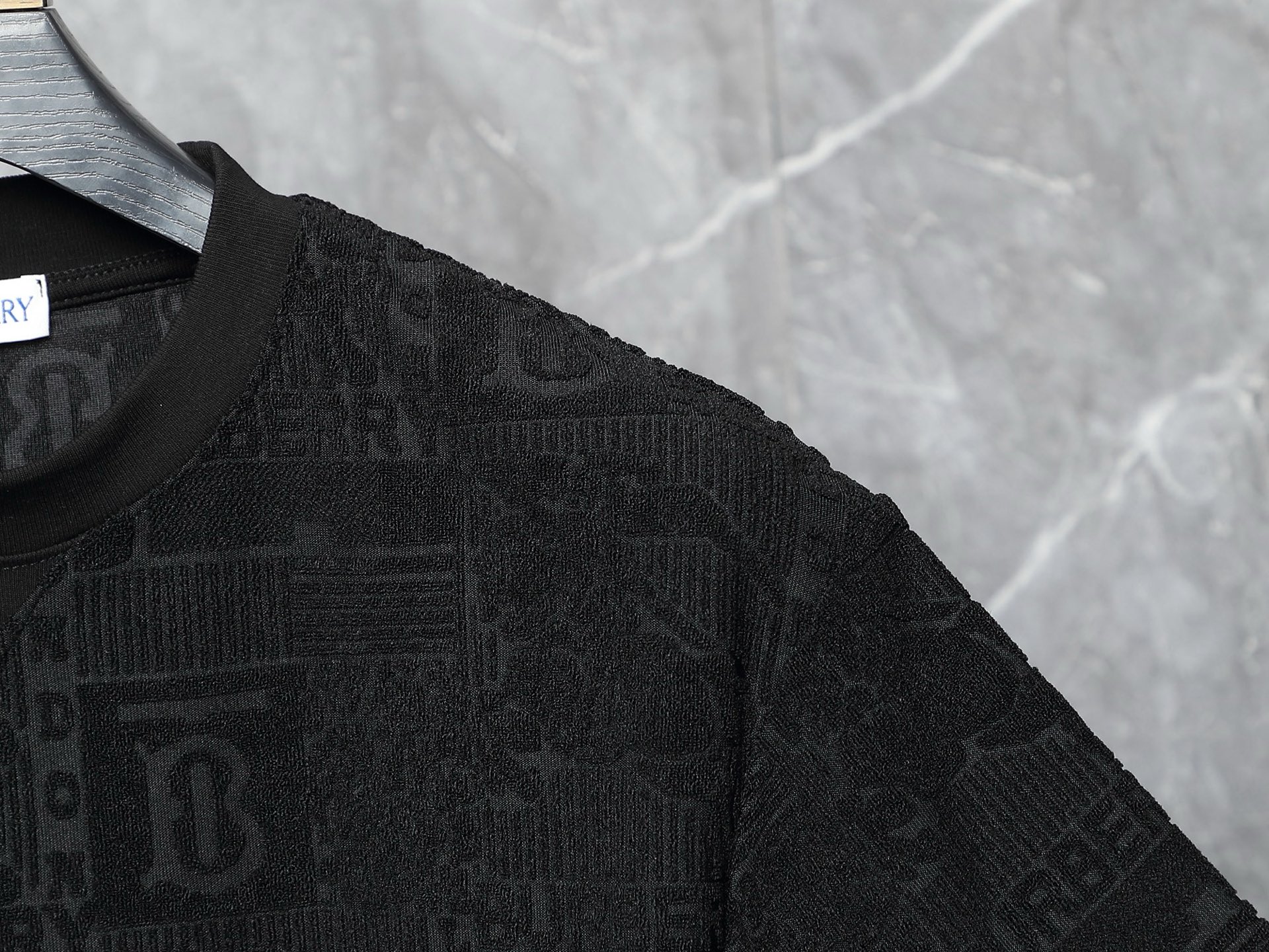 Burberry-Inspired Black Embossed Logo Set – T-Shirt & Shorts