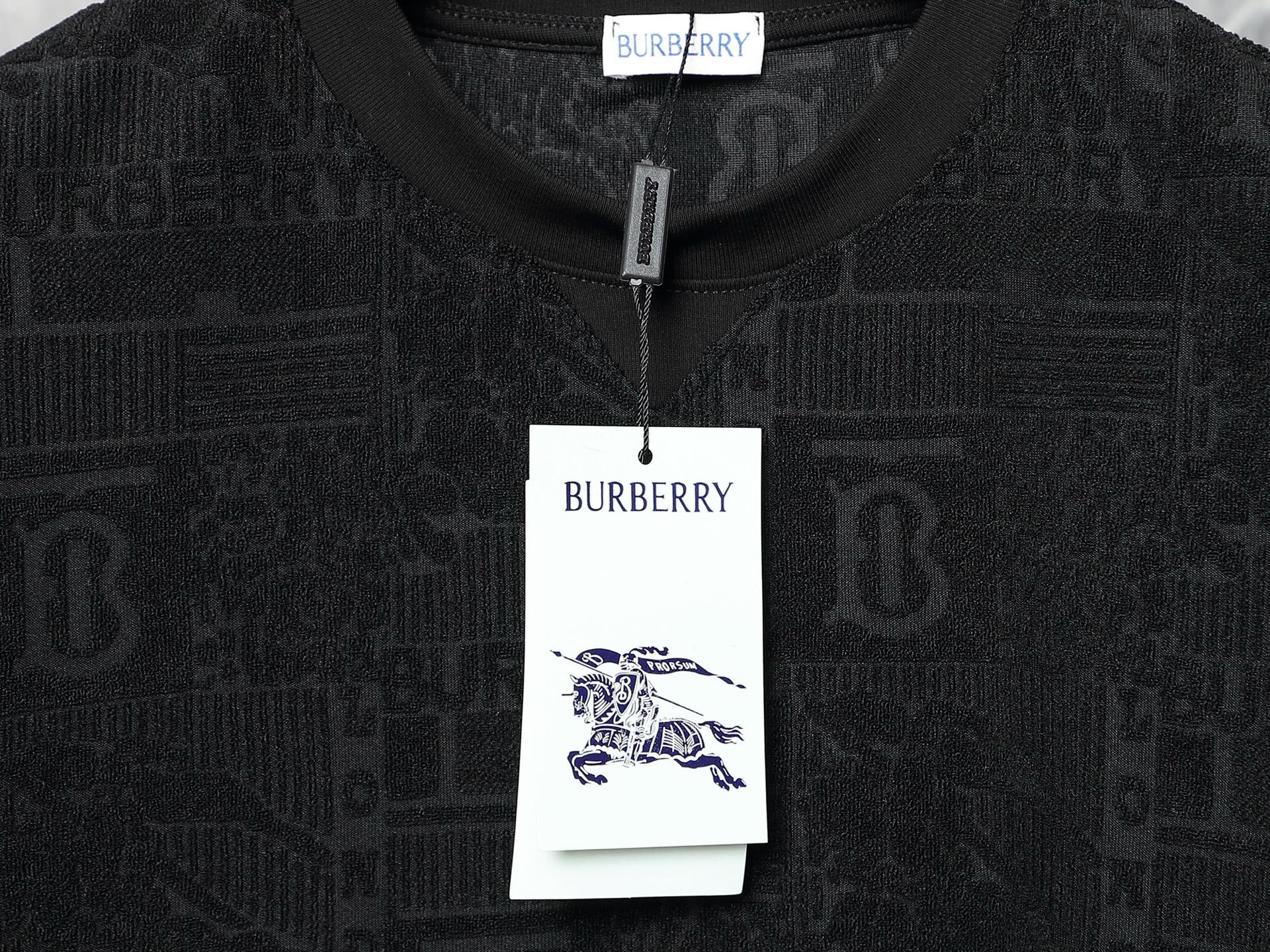 Burberry-Inspired Black Embossed Logo Set – T-Shirt & Shorts
