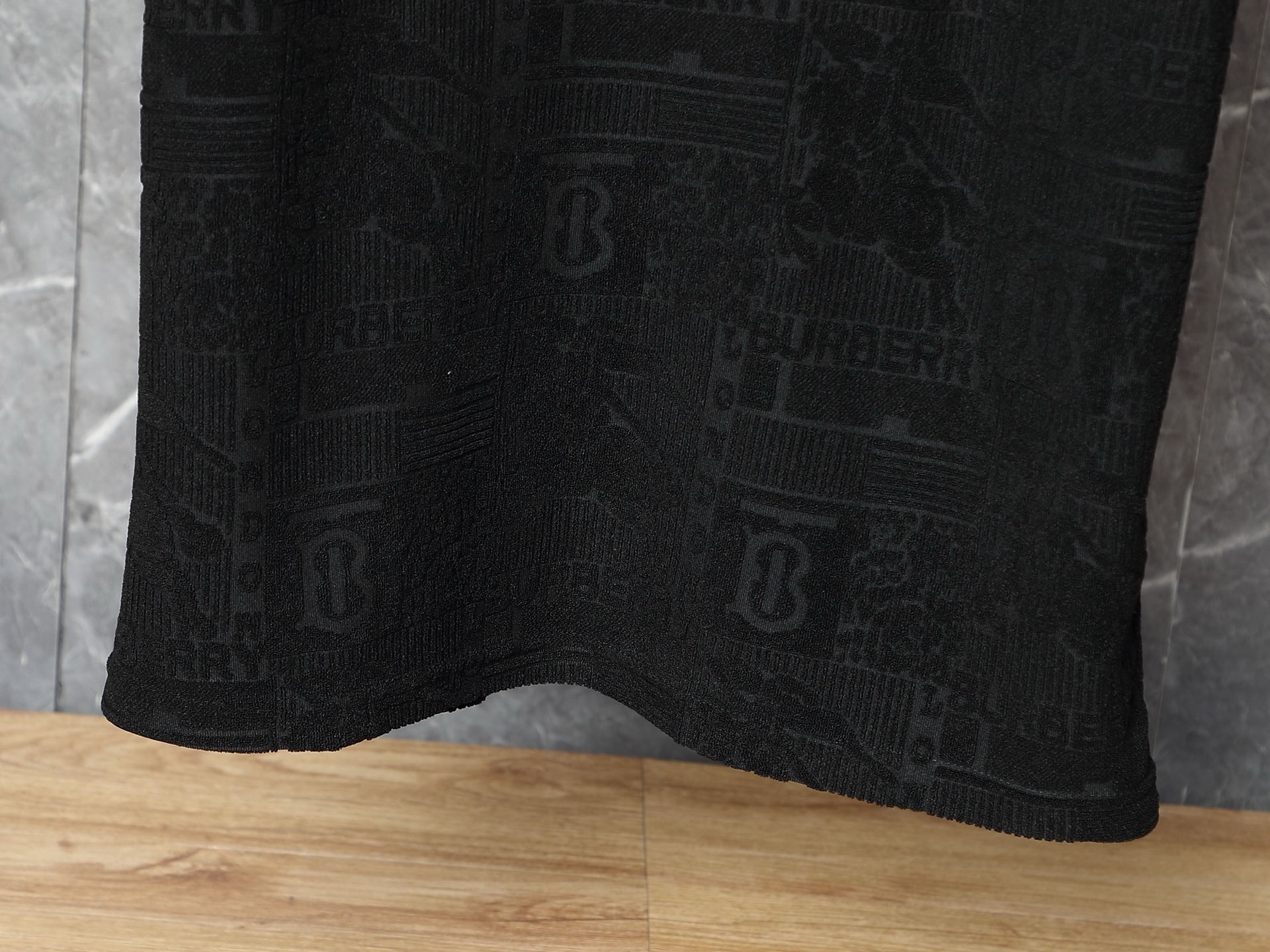 Burberry-Inspired Black Embossed Logo Set – T-Shirt & Shorts