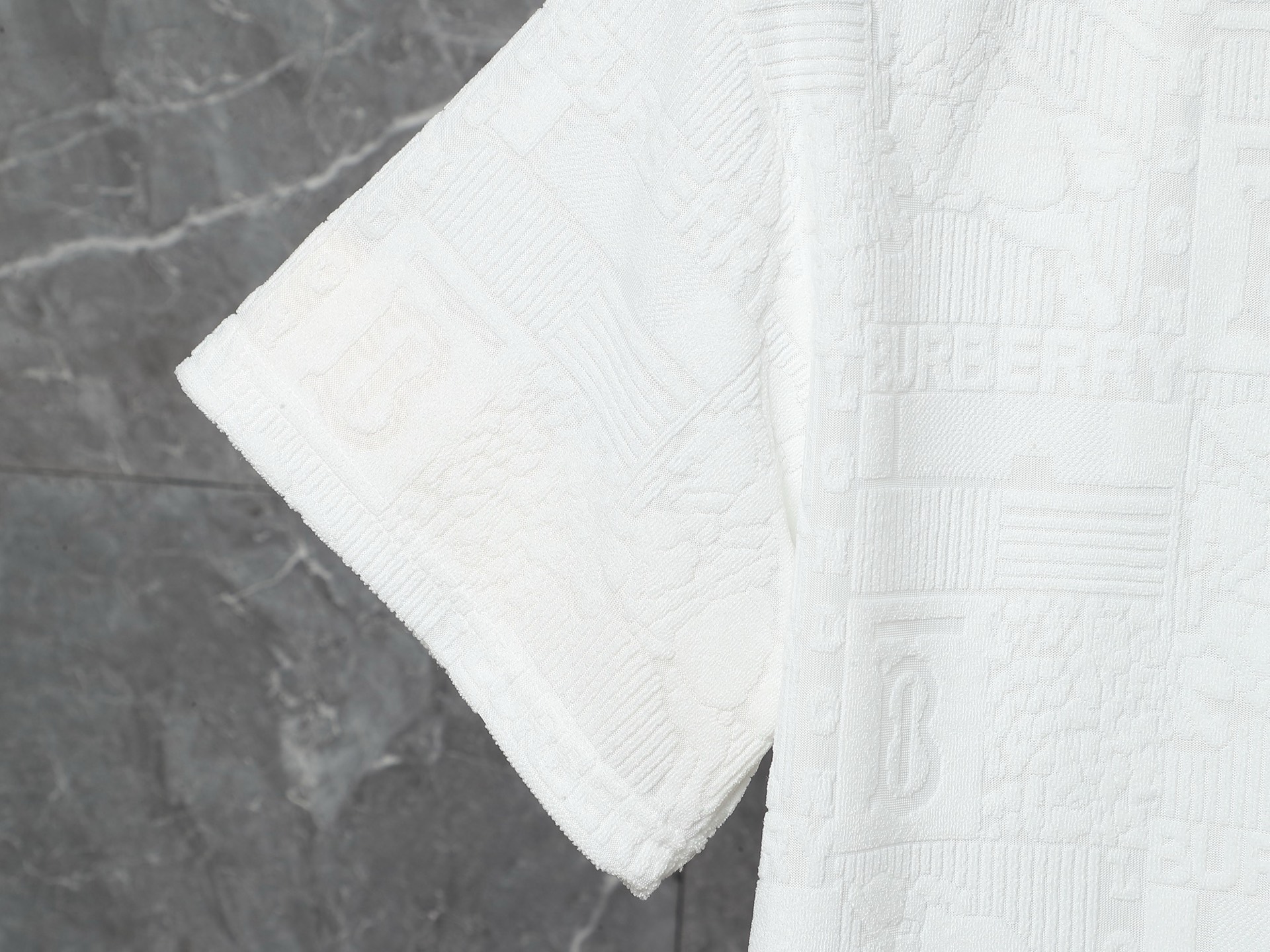 Burberry-Inspired White Embossed Logo Set – T-Shirt & Shorts