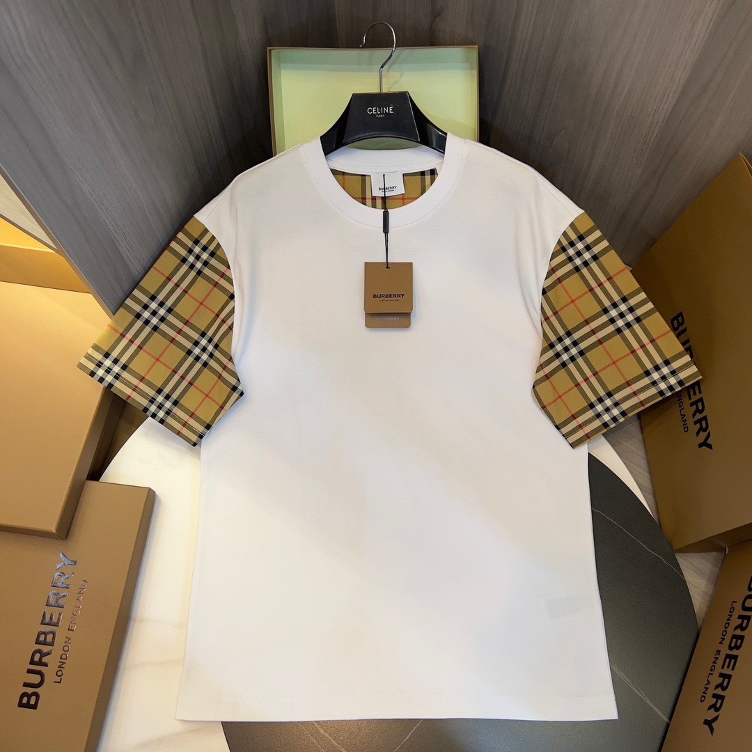 Burberry Classic Vintage Check Sleeve T-Shirt – White