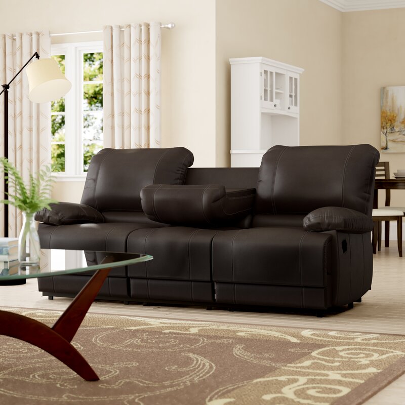 Edgar 81'' Faux Leather Pillow Top Arm Reclining Sofa