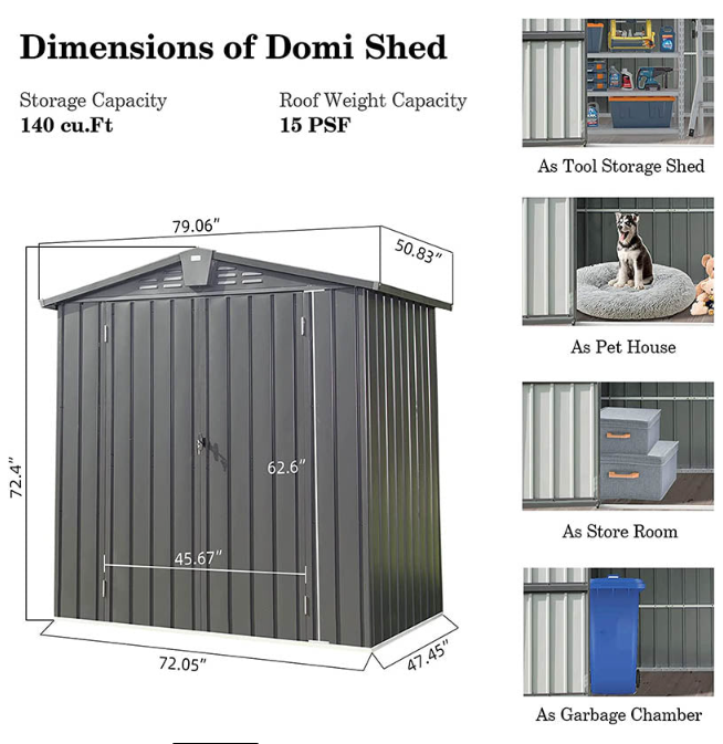 Outdoor Storage Shed 6' x 4'