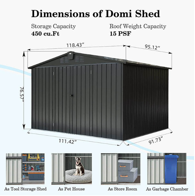 Outdoor Storage Shed 9.3'x 7.6'