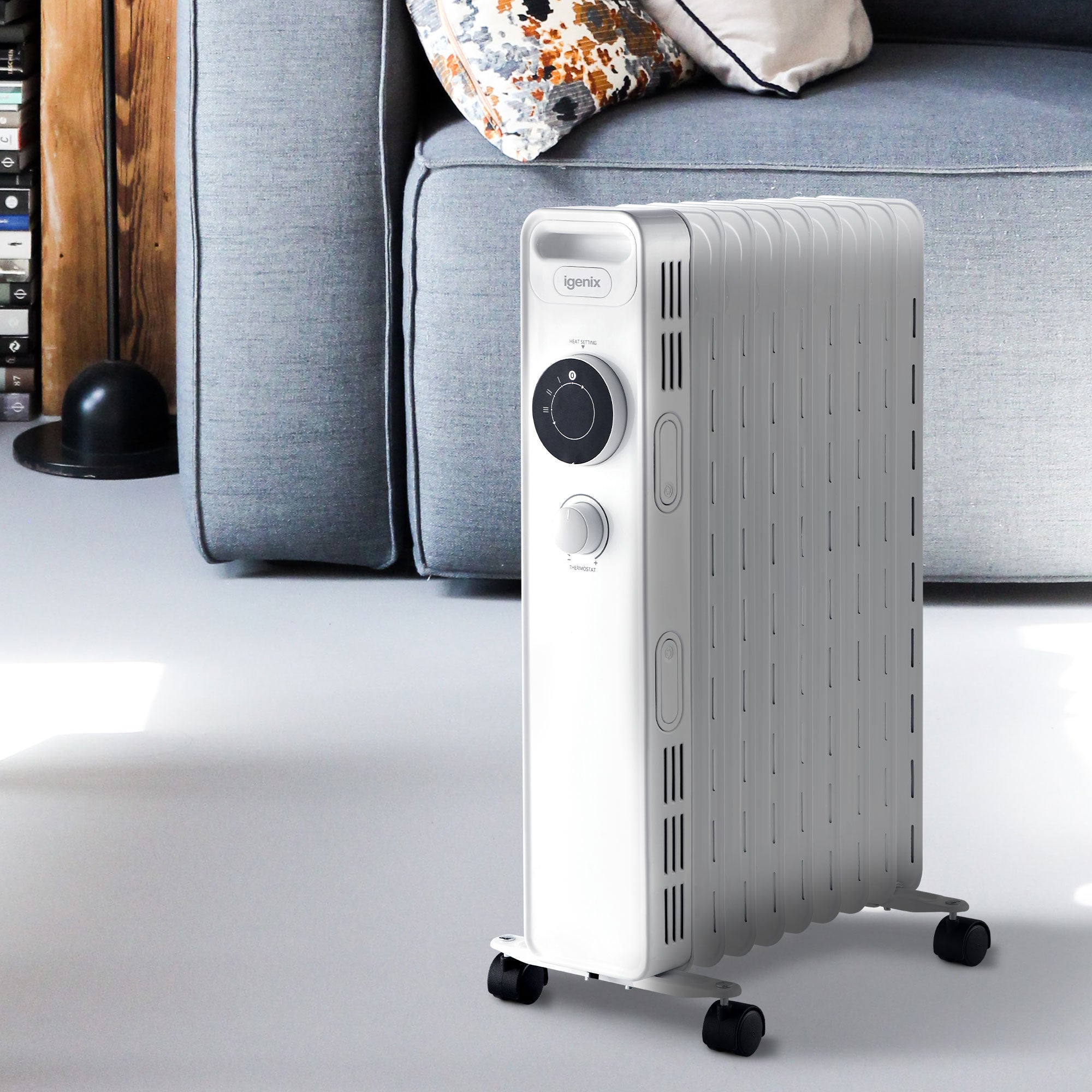 Oil Filled Radiator, 2kW/2000W, Overheat Protection, White