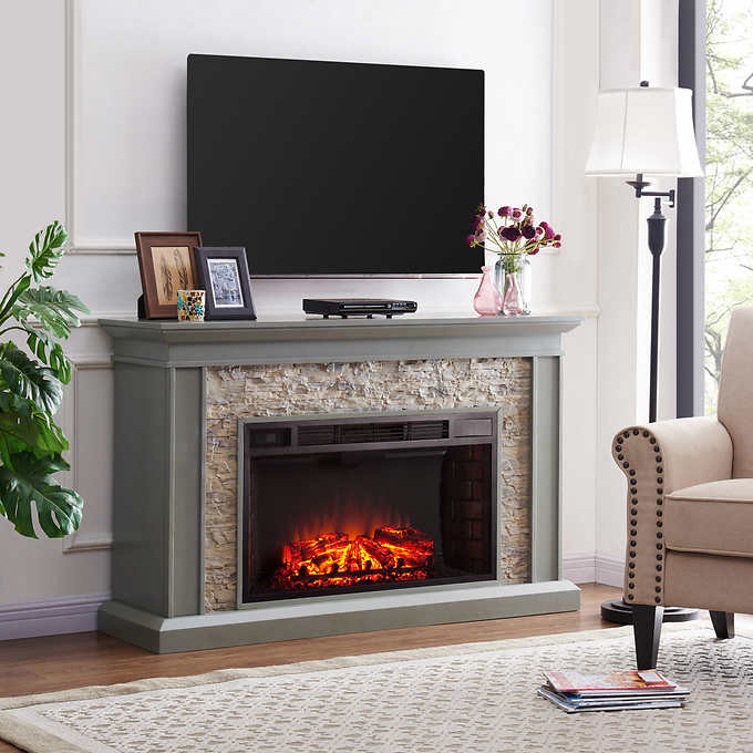 Ledgestone Electric Fireplace with Stacked Stone