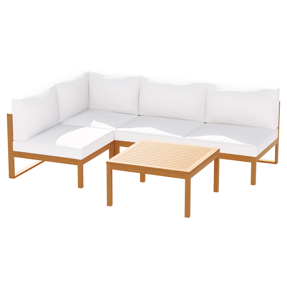 Angus 4-Seater Acacia Corner 5-Piece Outdoor Sofa - Wood