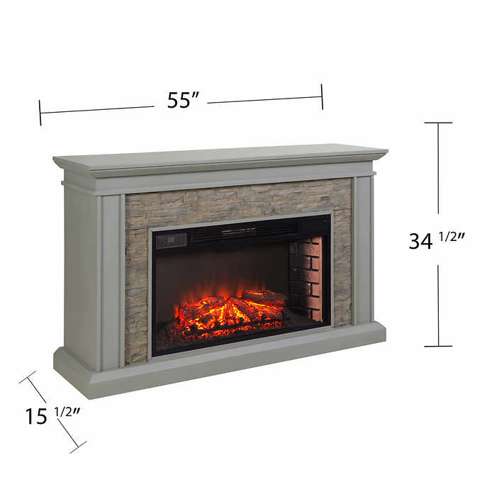 Ledgestone Electric Fireplace with Stacked Stone