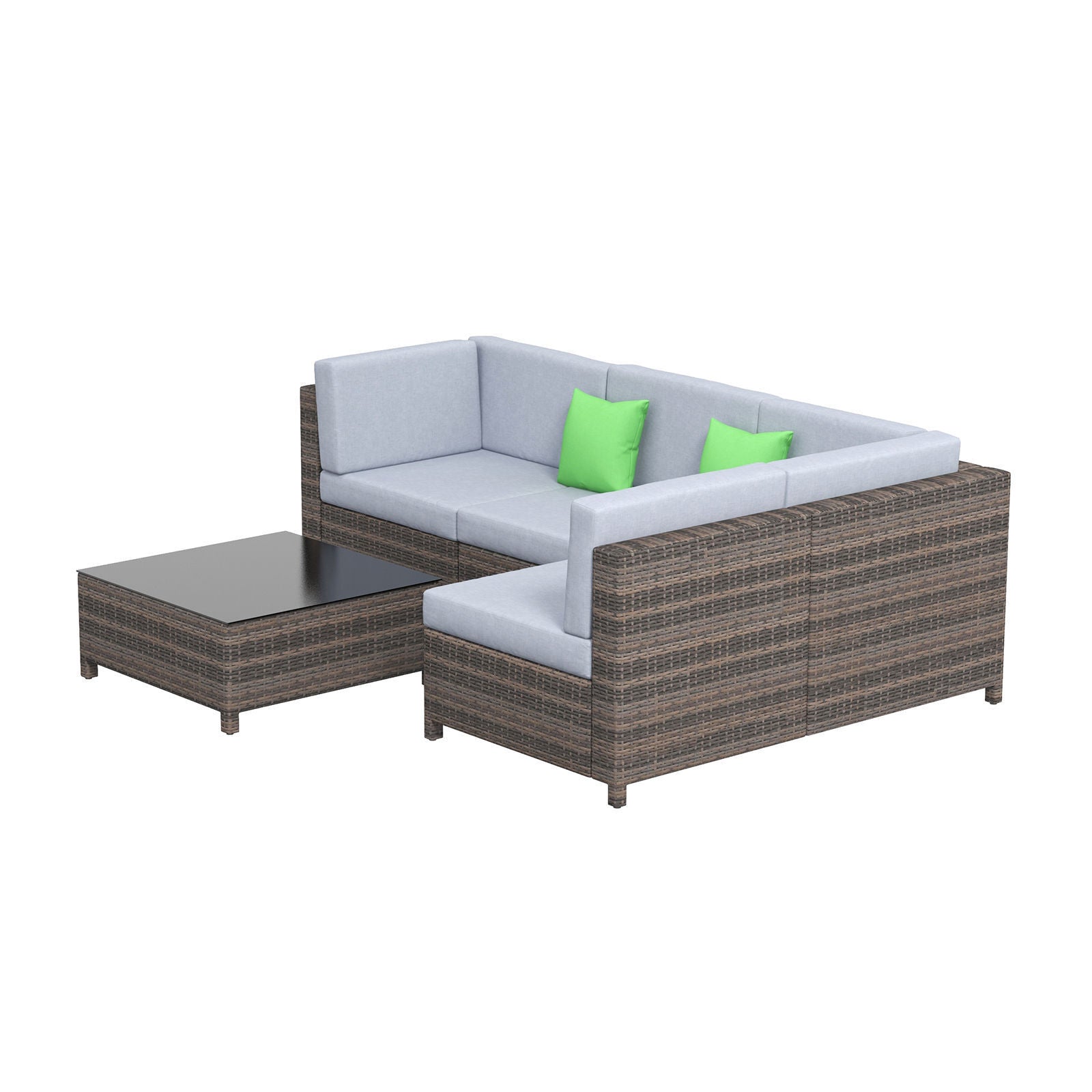 Thrapston 4-Seater Rattan Set 5-Piece Outdoor Sofa - Oatmeal