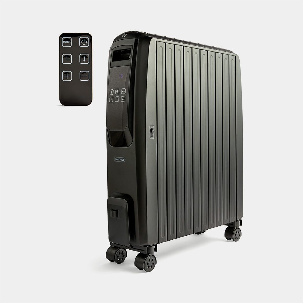 2500W Oil Filled Radiator with Digital Display - Black