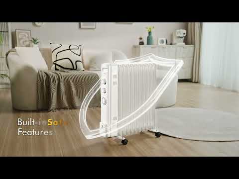 Large Oil Filled Radiator with Timer 2500W - White