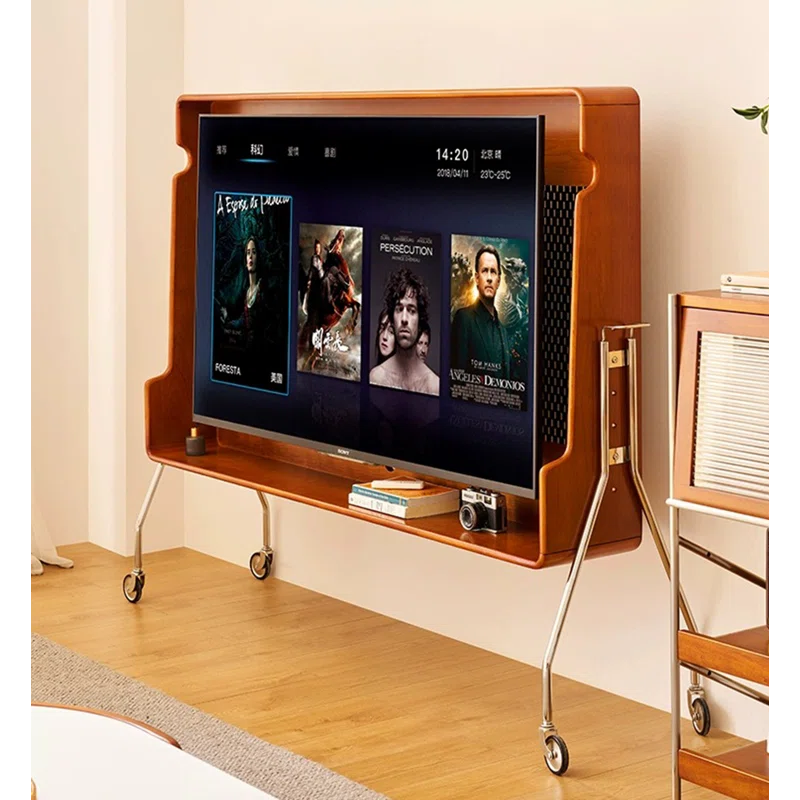 Solid Wood Paderna Media Console(mobile TV stand) +Samsung 75” Class DU7200 Series 4K Smart Tizen TV