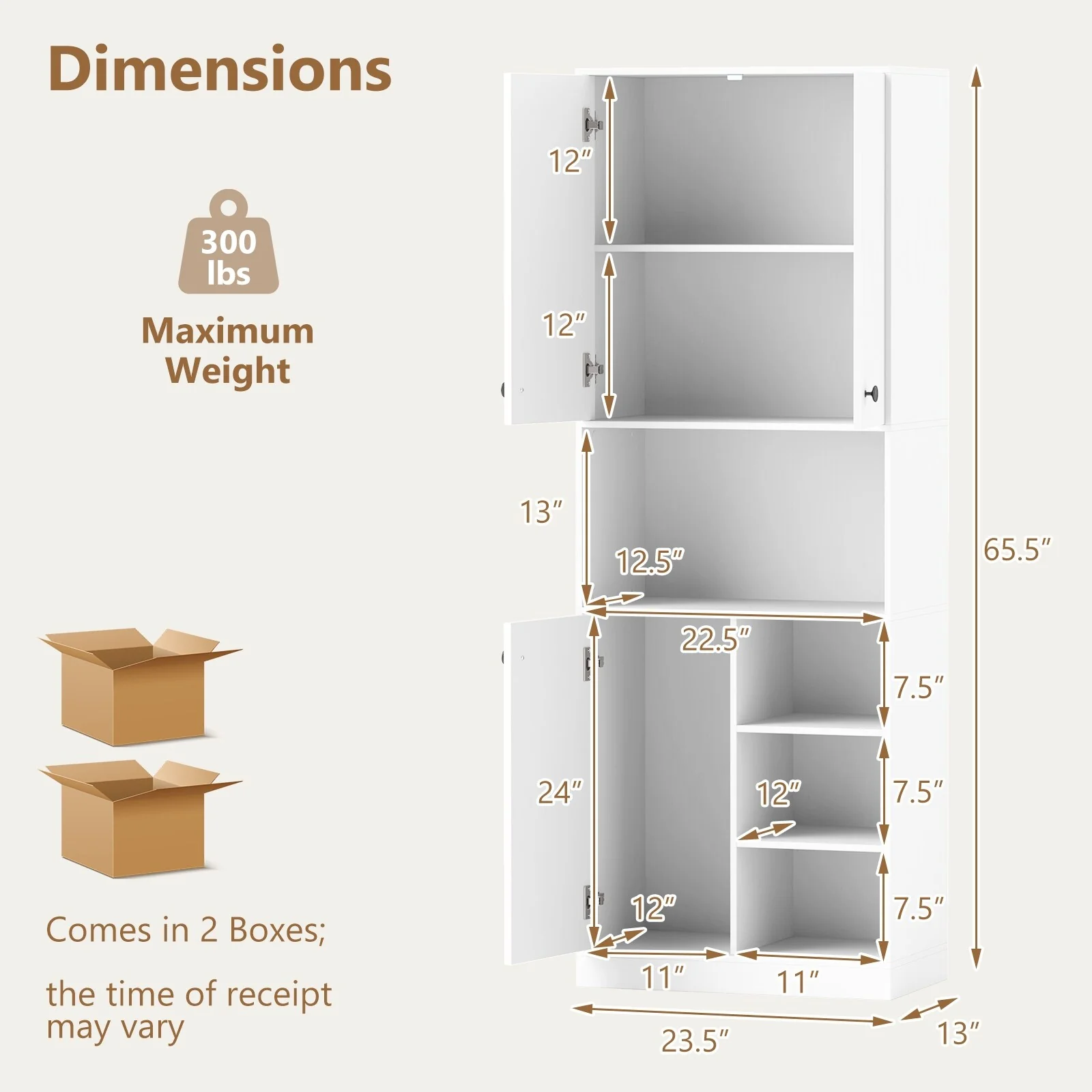 Costway Kitchen Pantry Storage Cabinet 65.5
