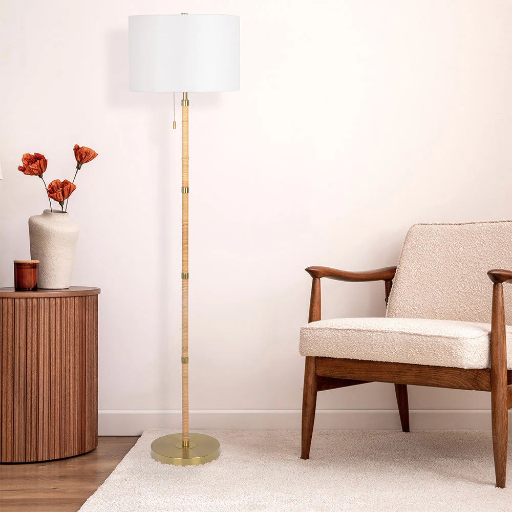 61.5 Floor Lamp with Linen Shade and Pull Chain Switch