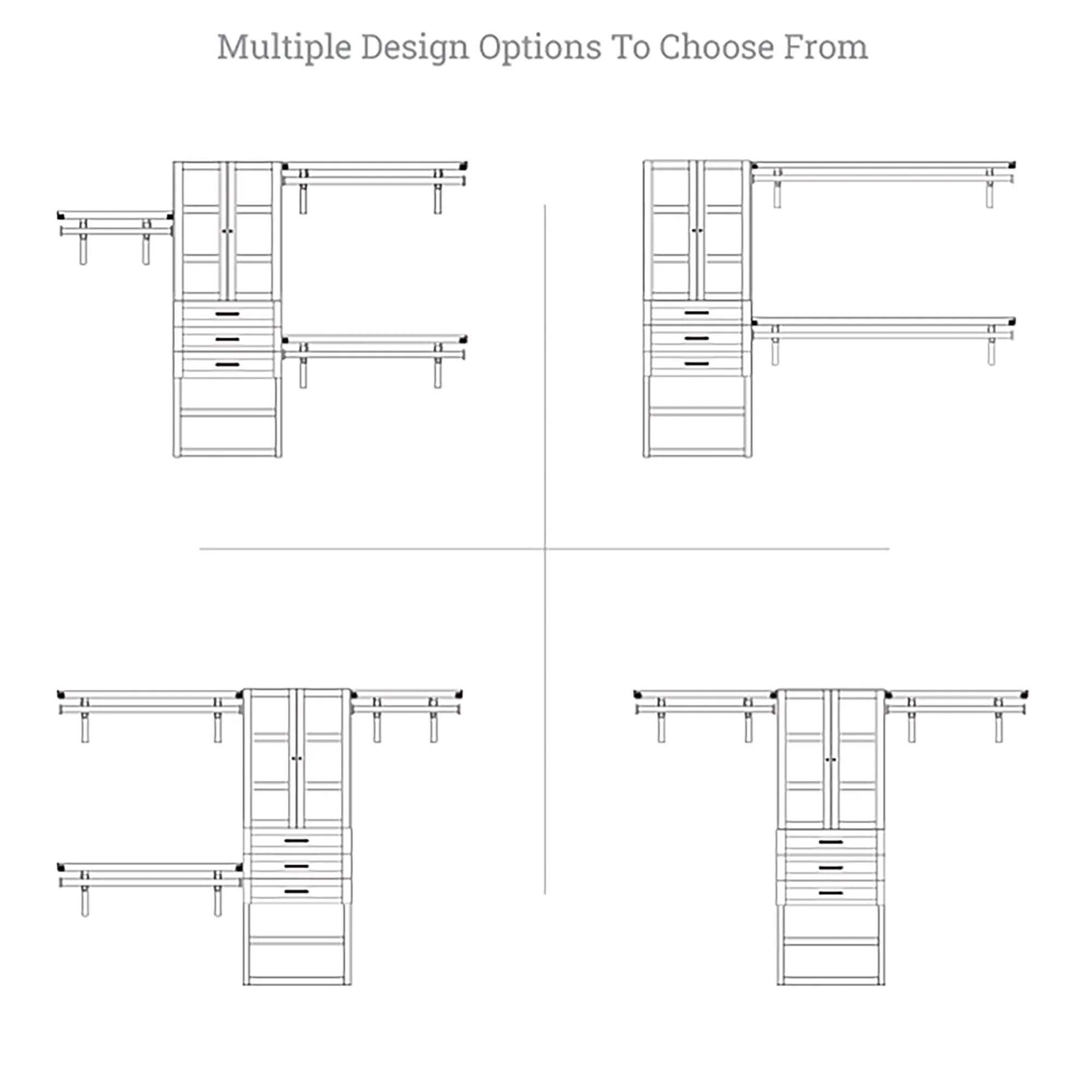 John Louis Home Solid Wood Walk-In Closet System with 3-Drawers White