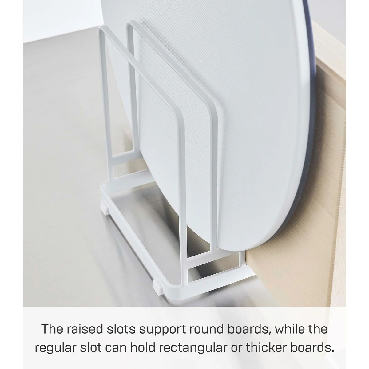 Yamazaki Home Round Cutting Board Stand, Steel - L 4.65 x W 6.3 x H 6.89 inches