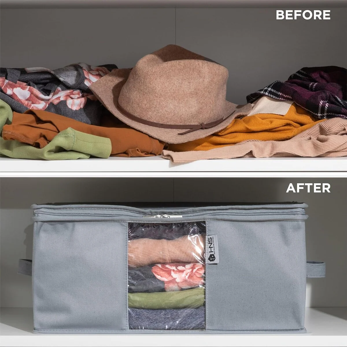 Clothes Storage Bag Organizer with Cedar Insert to Protect from Moths, Moist, Dirt, Dust etc. - Set of 2 Bags