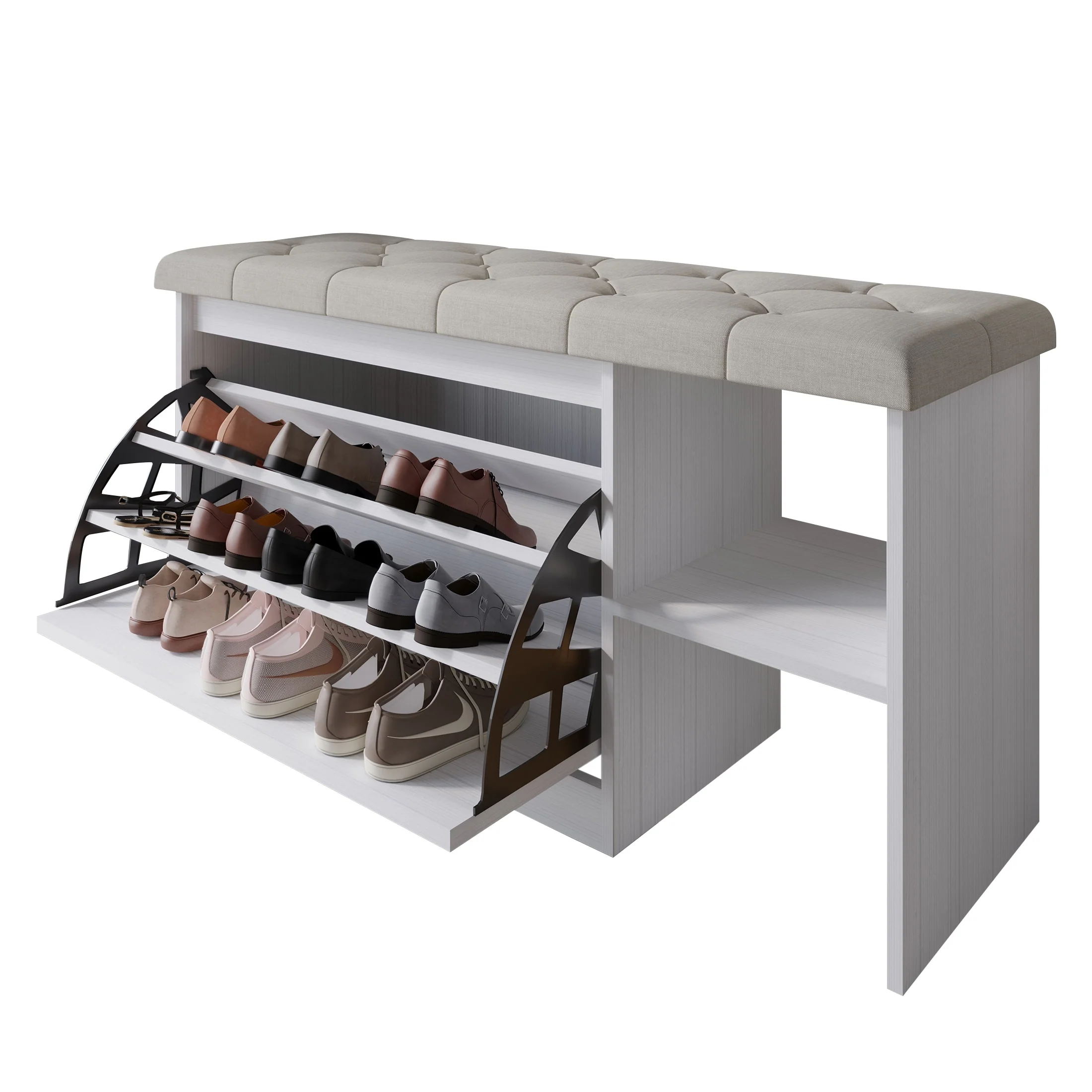 CraftPorch Multifunctional Flip-Drawer Storage Shoes Bench